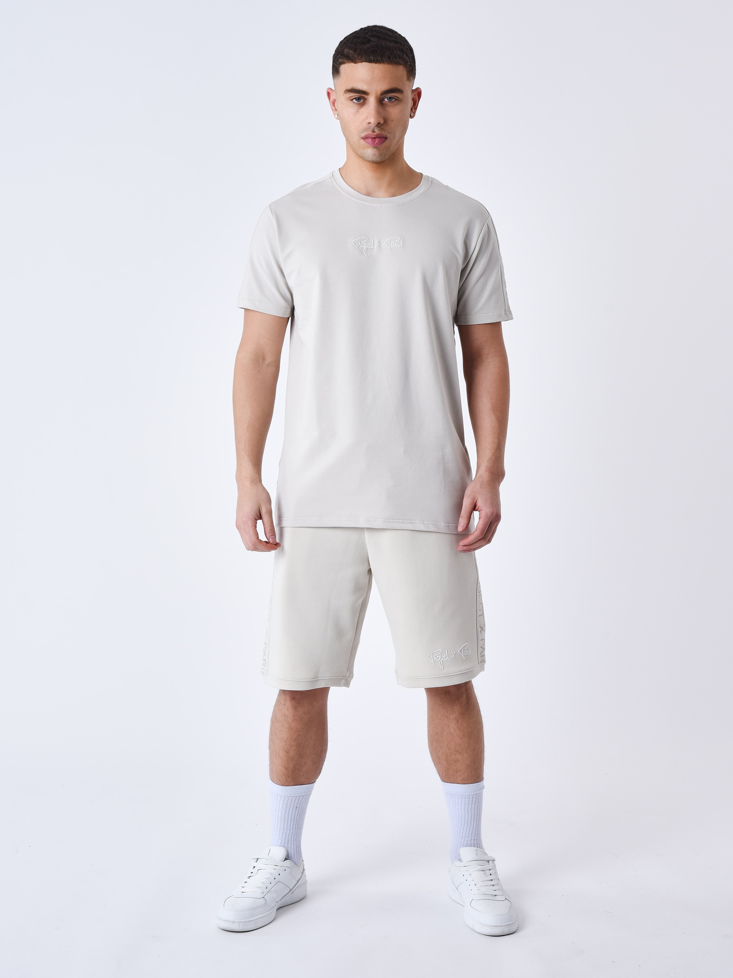 Embroidered logo shoulder stripe T-shirt-3