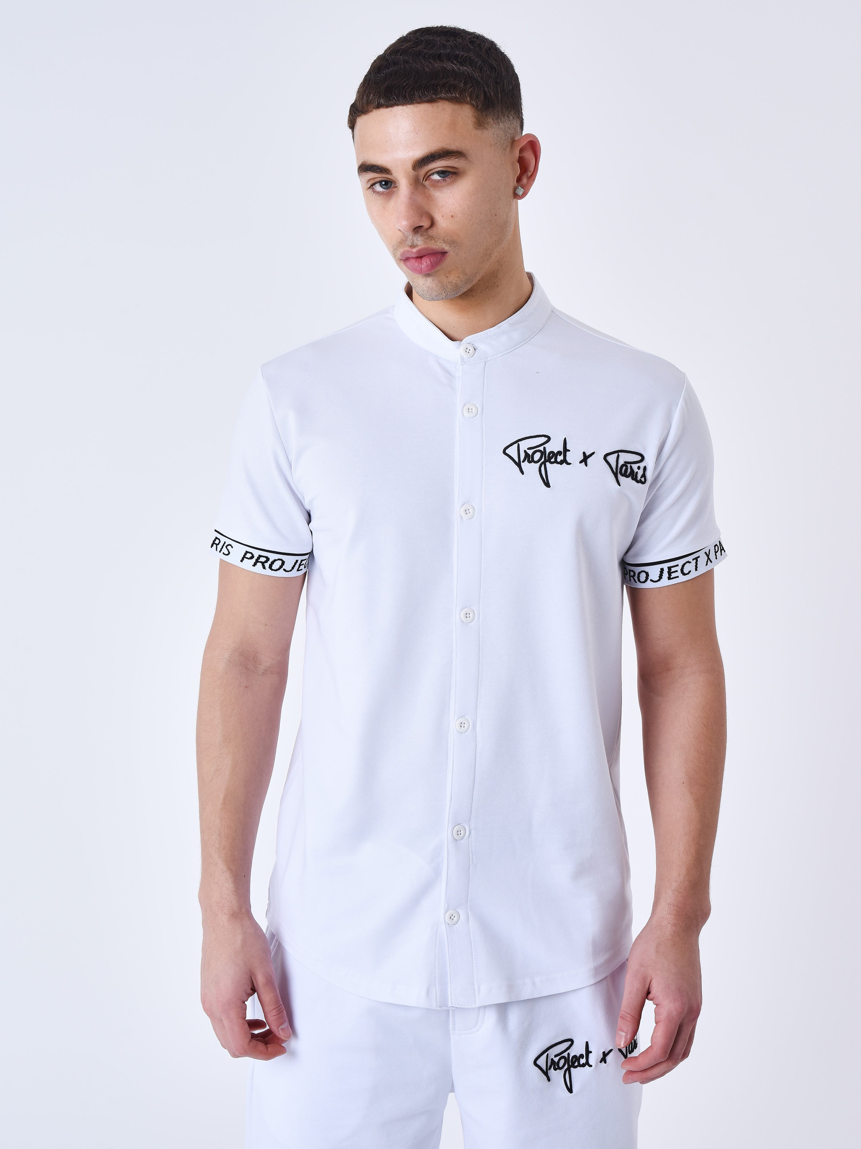 Korte mouwen overhemd met reliëf geborduurd logo-3