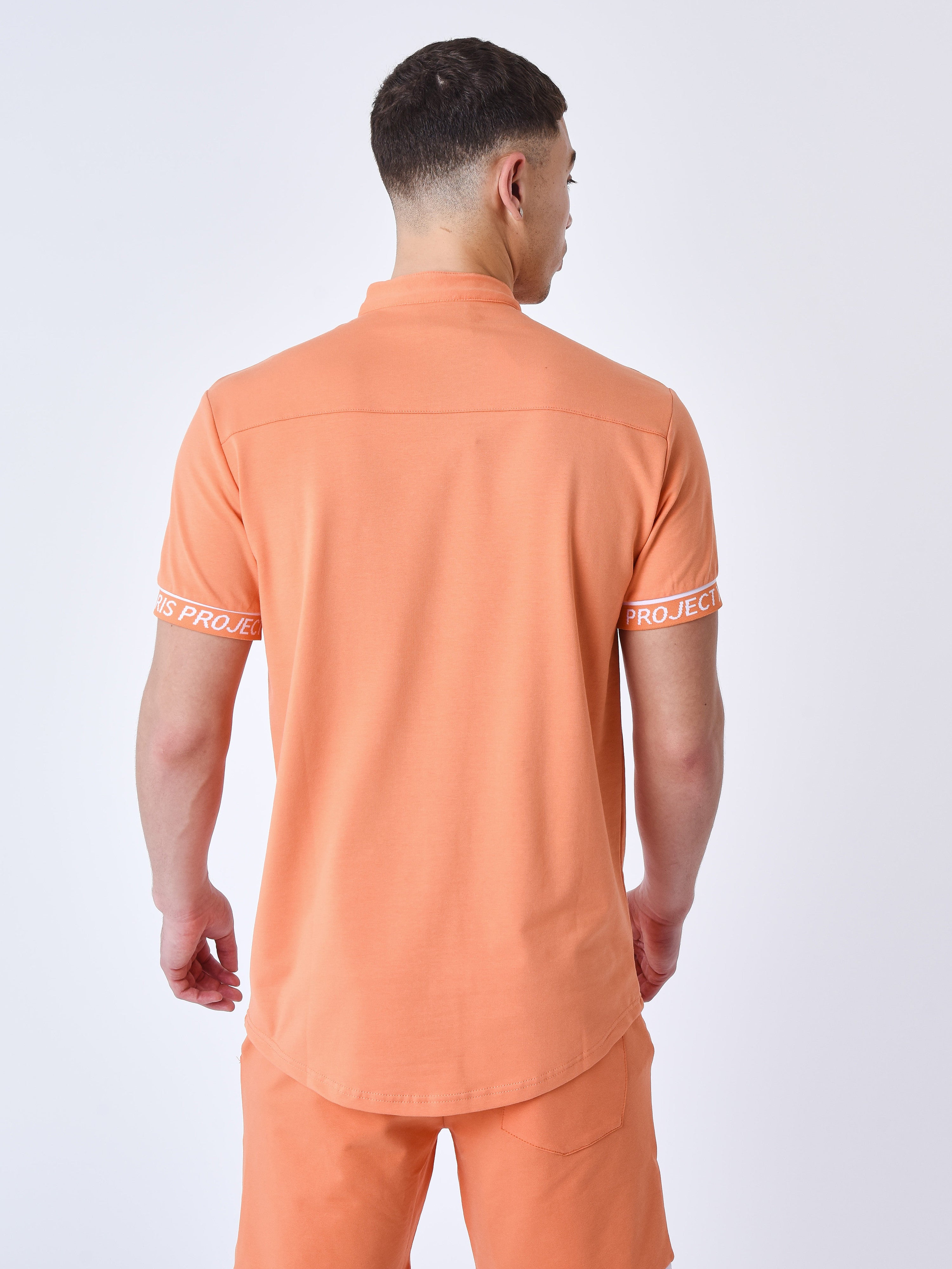 Short-sleeve shirt with embossed embroidered logo-5