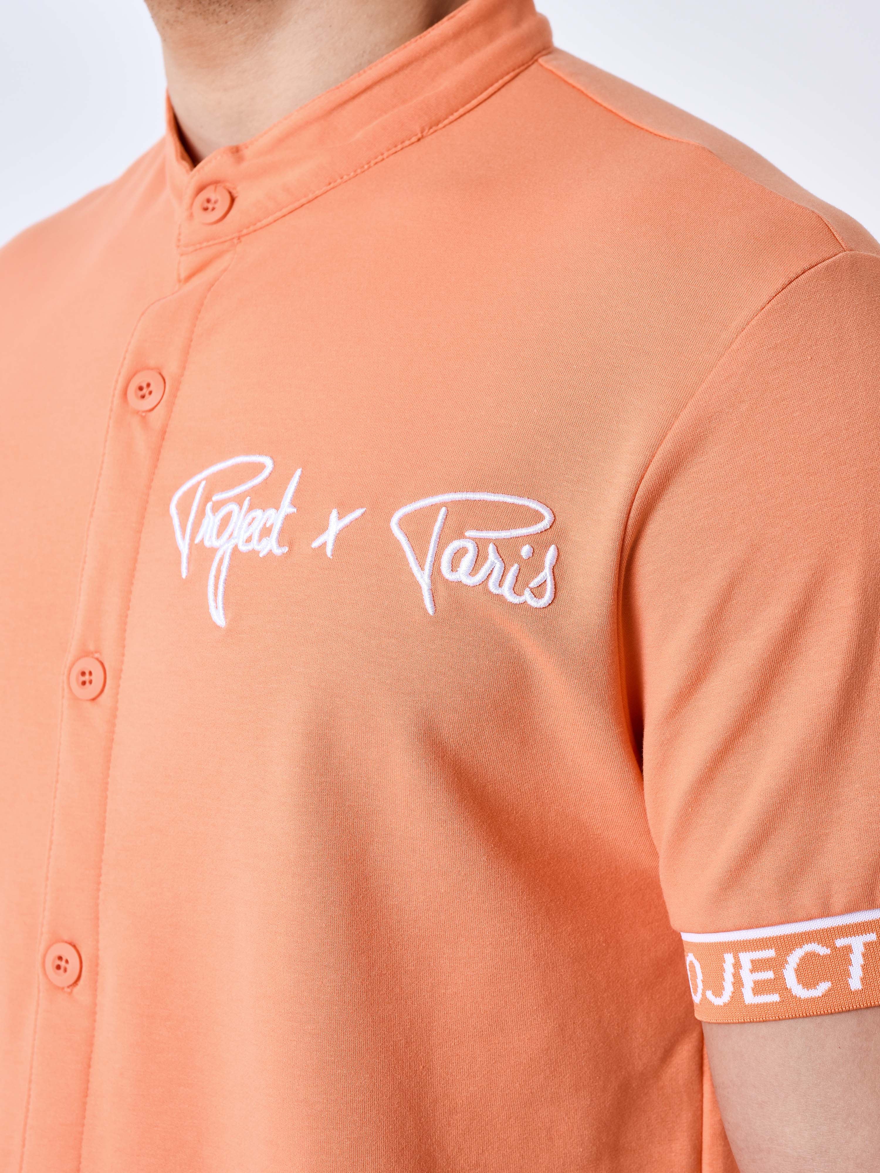 Short-sleeve shirt with embossed embroidered logo-6