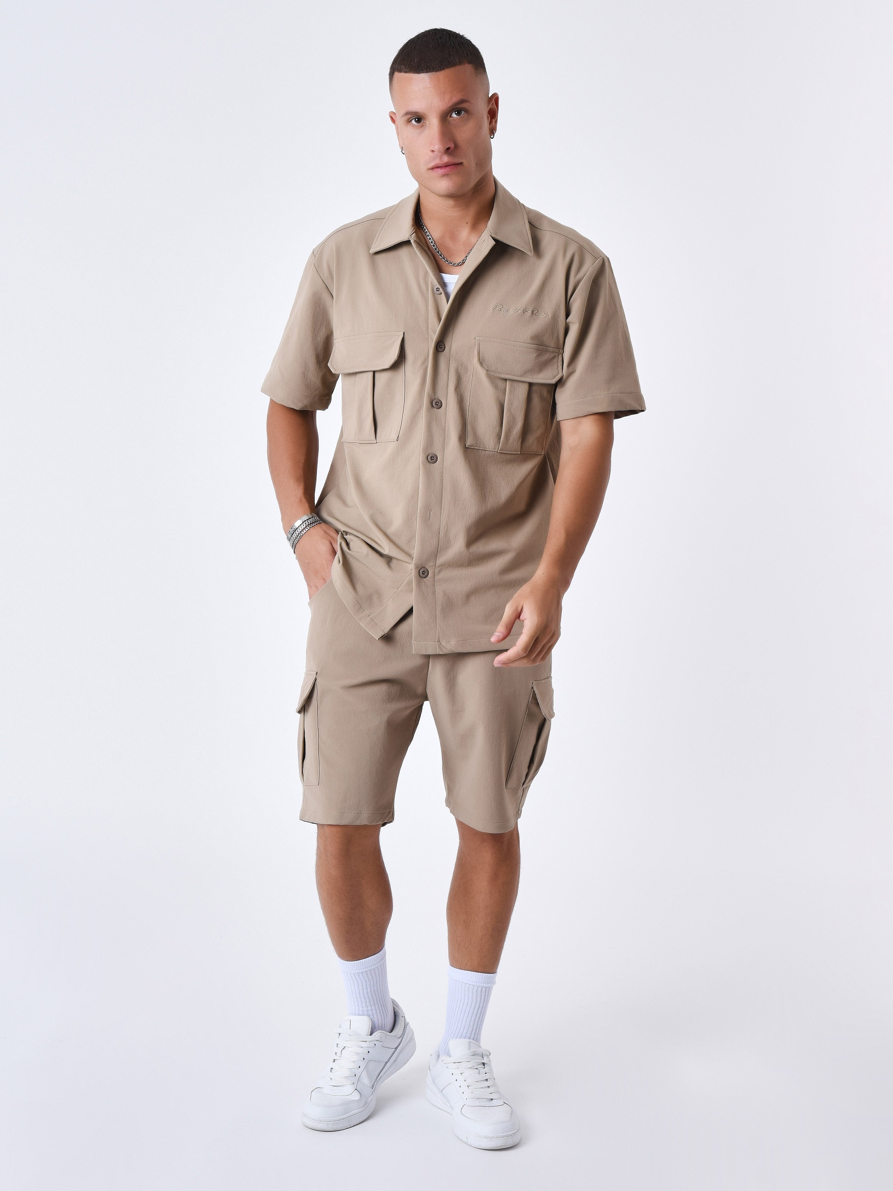 Chemise manches courtes uni texturé-1