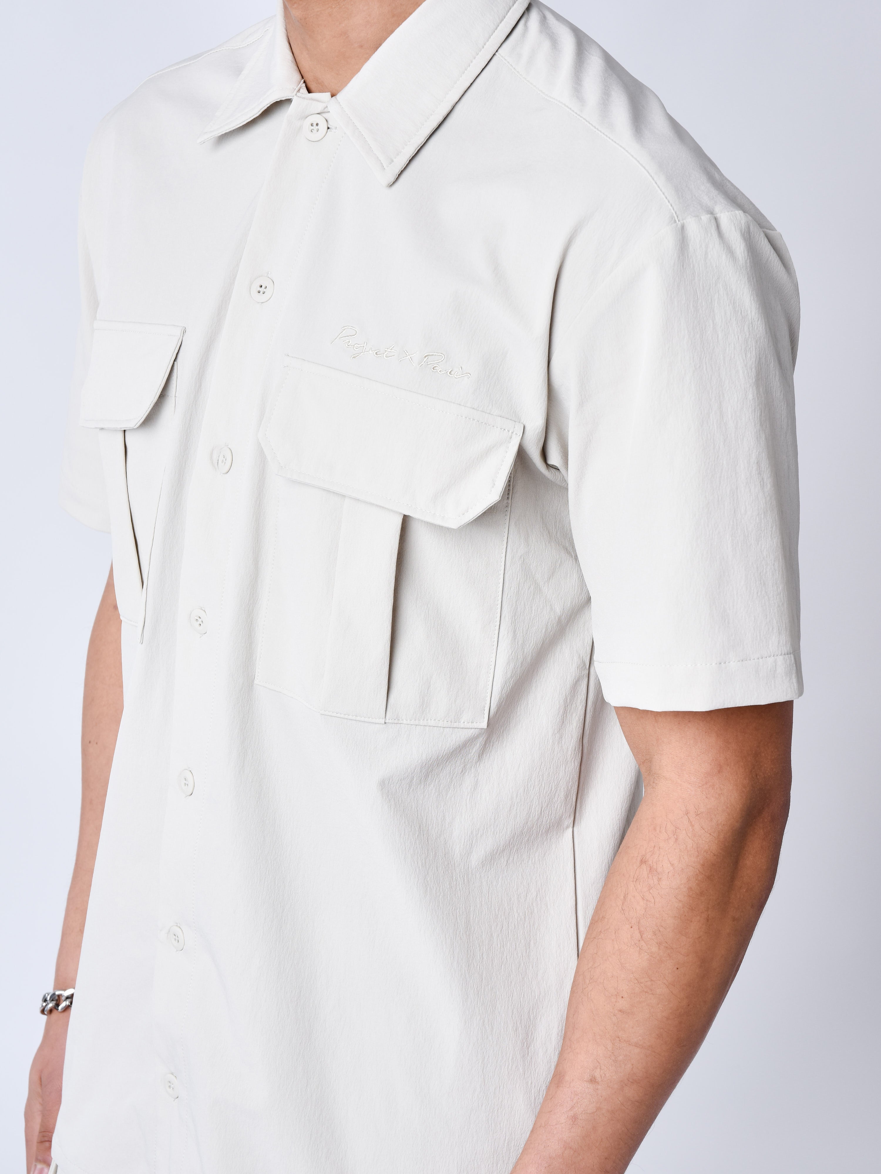 Chemise manches courtes uni texturé-5