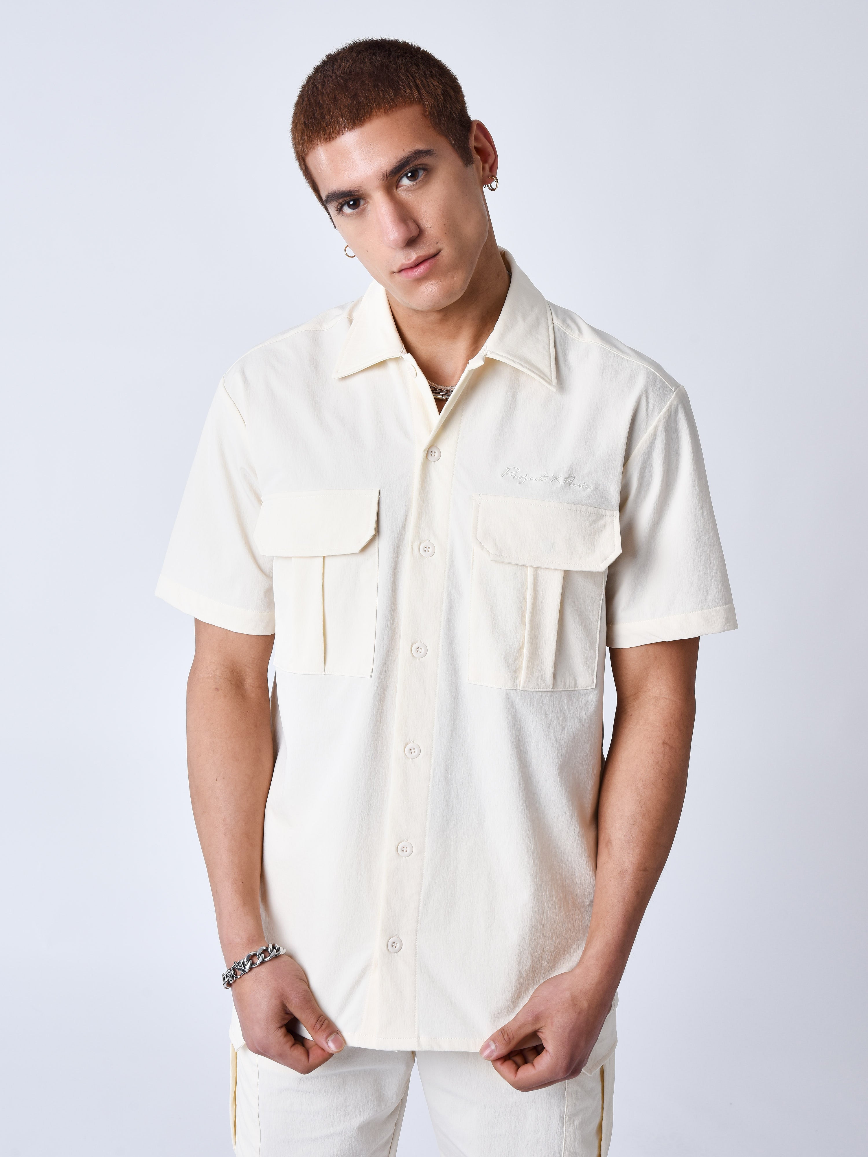 Chemise manches courtes uni texturé-4