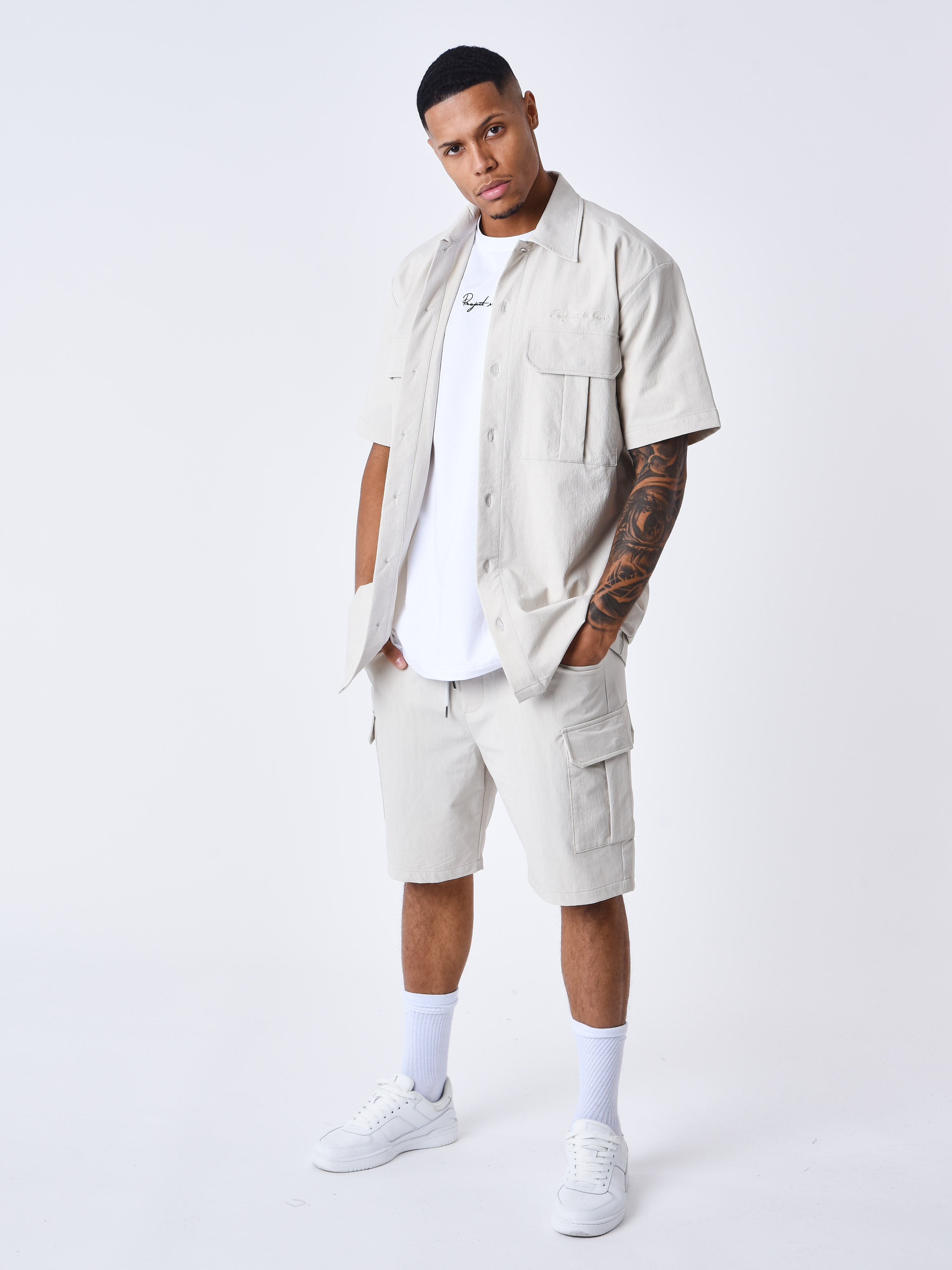 Chemise manches courtes uni texturé-14