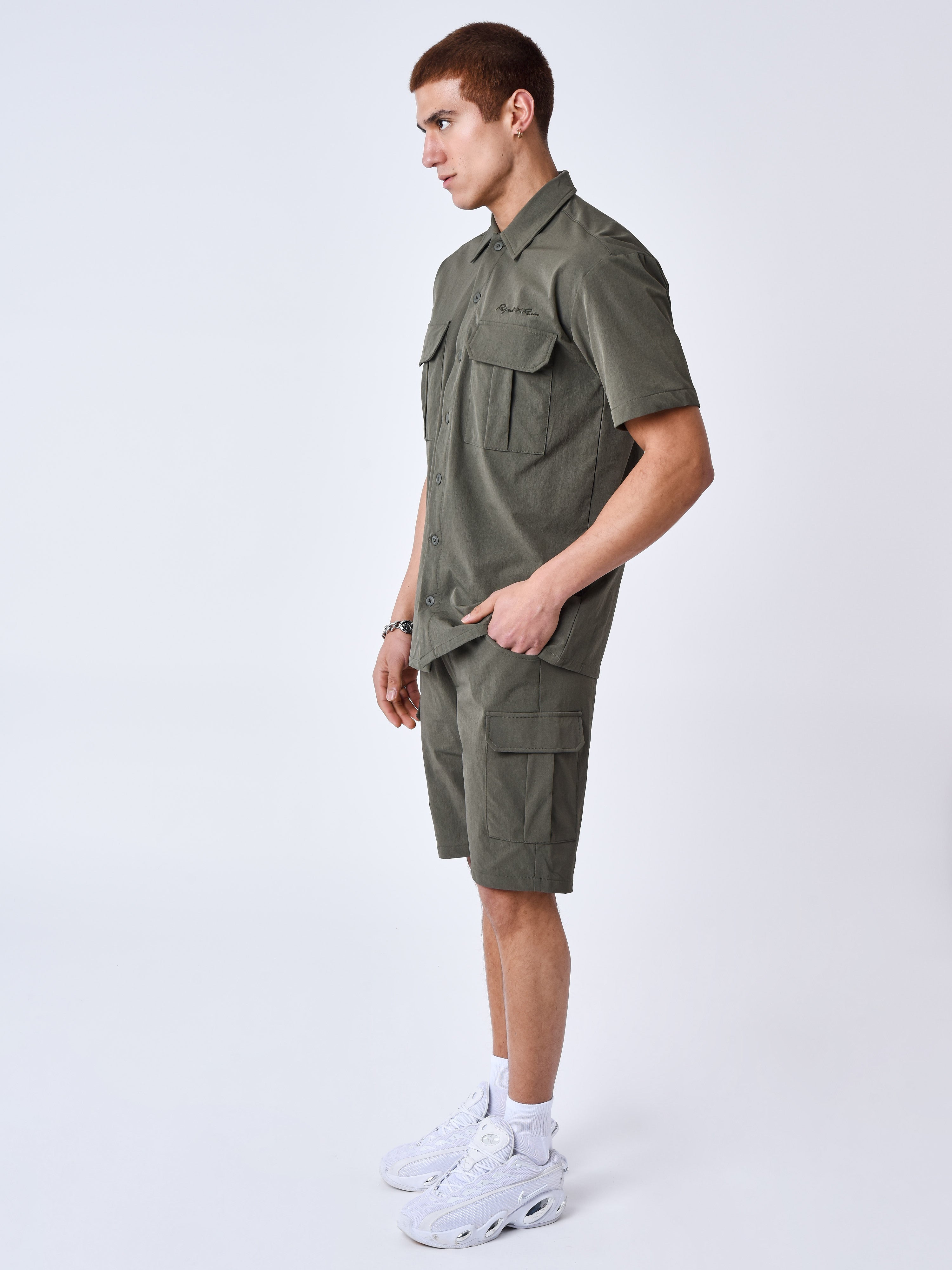 Chemise manches courtes uni texturé-2