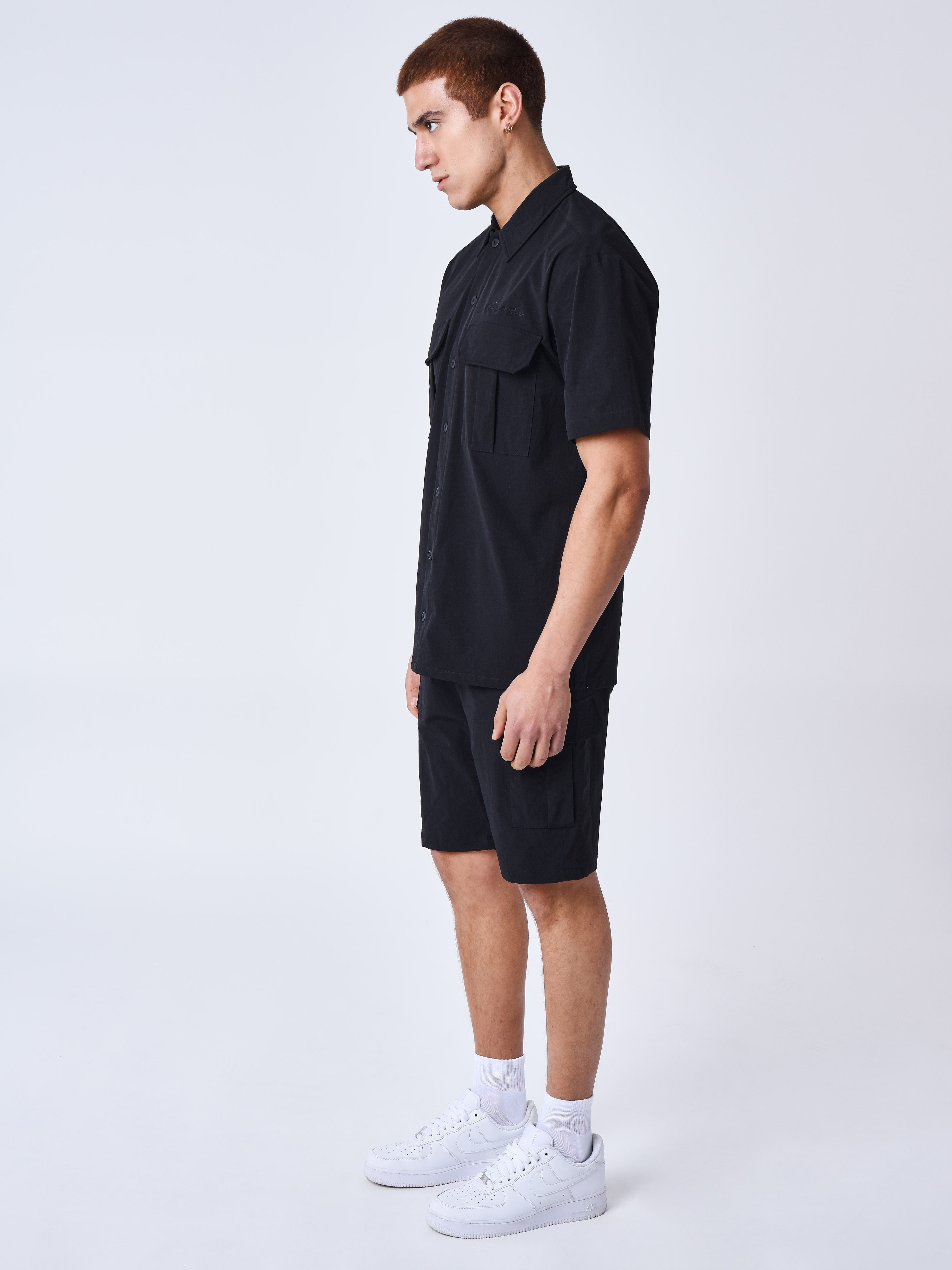 Chemise manches courtes uni texturé-2