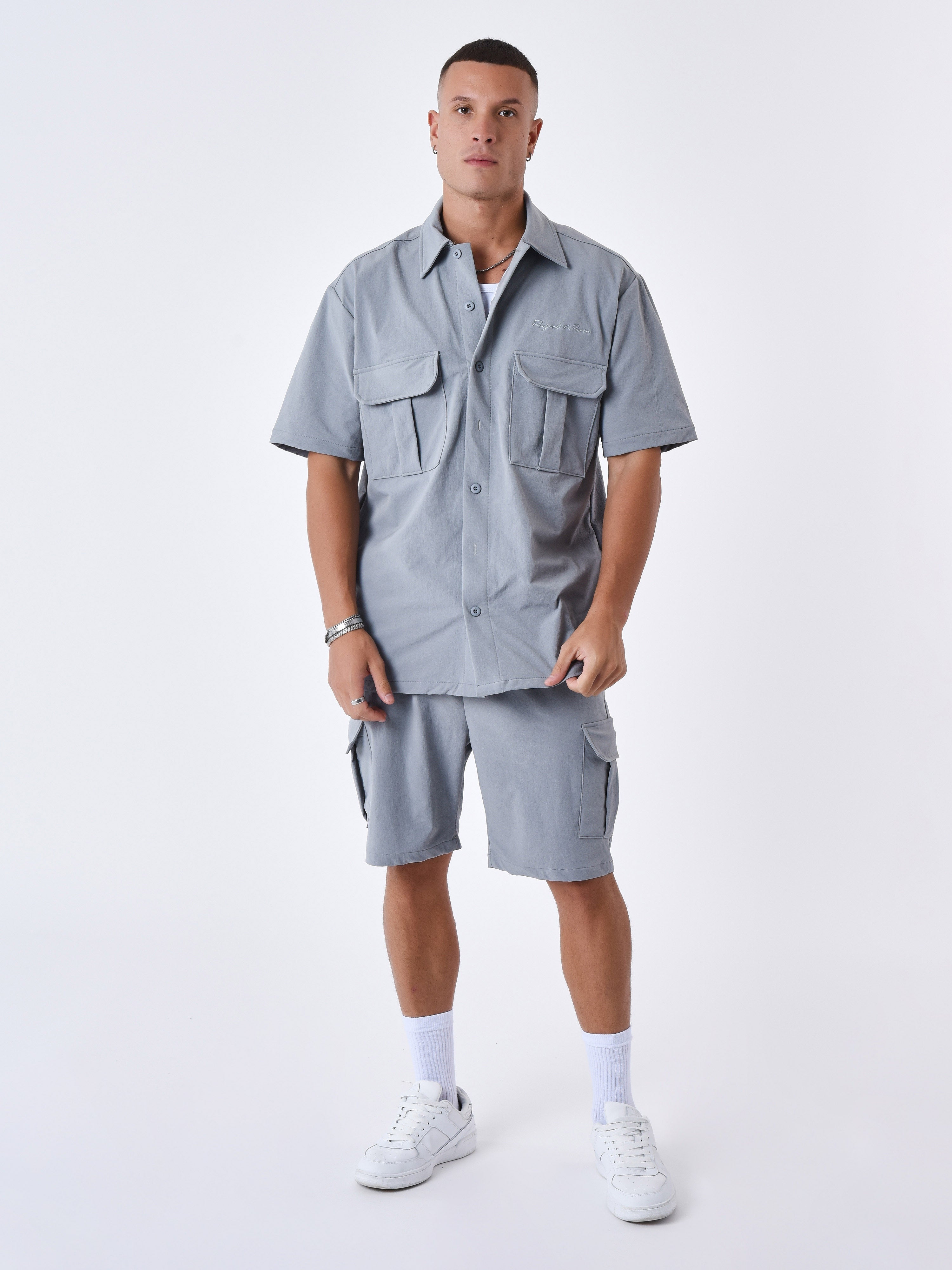 Chemise manches courtes uni texturé-4
