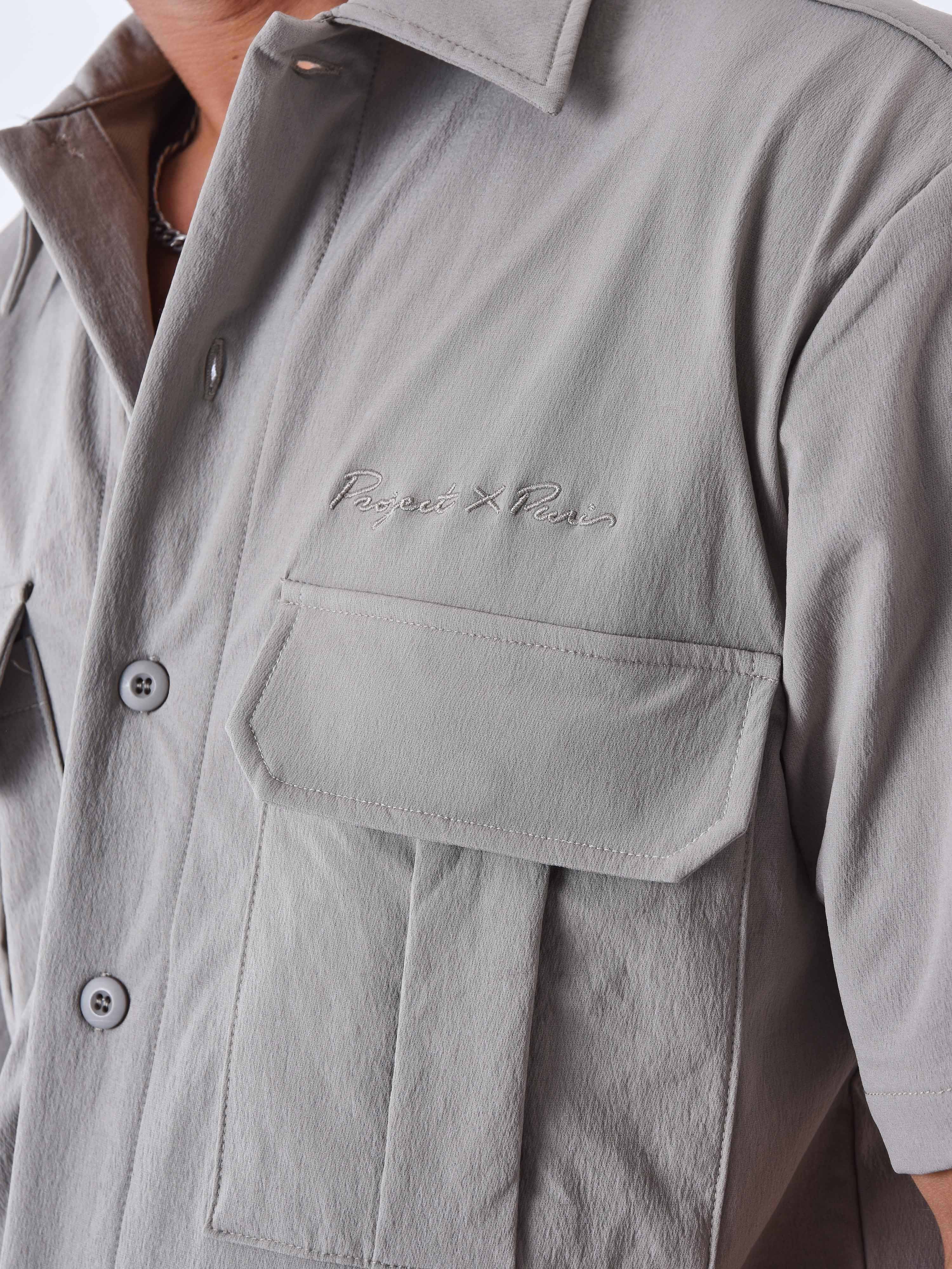 Chemise manches courtes uni texturé-7