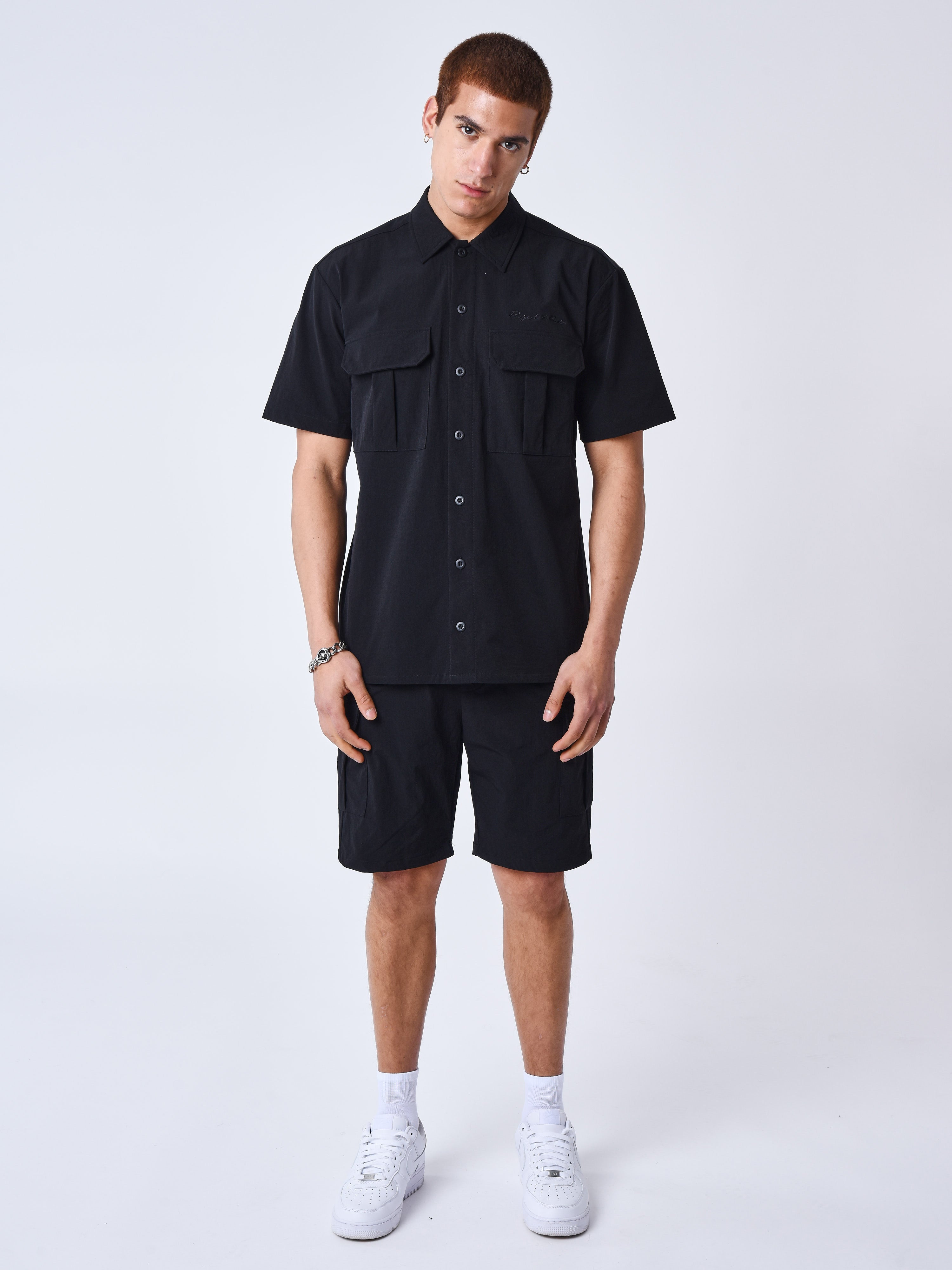 Chemise manches courtes uni texturé-1