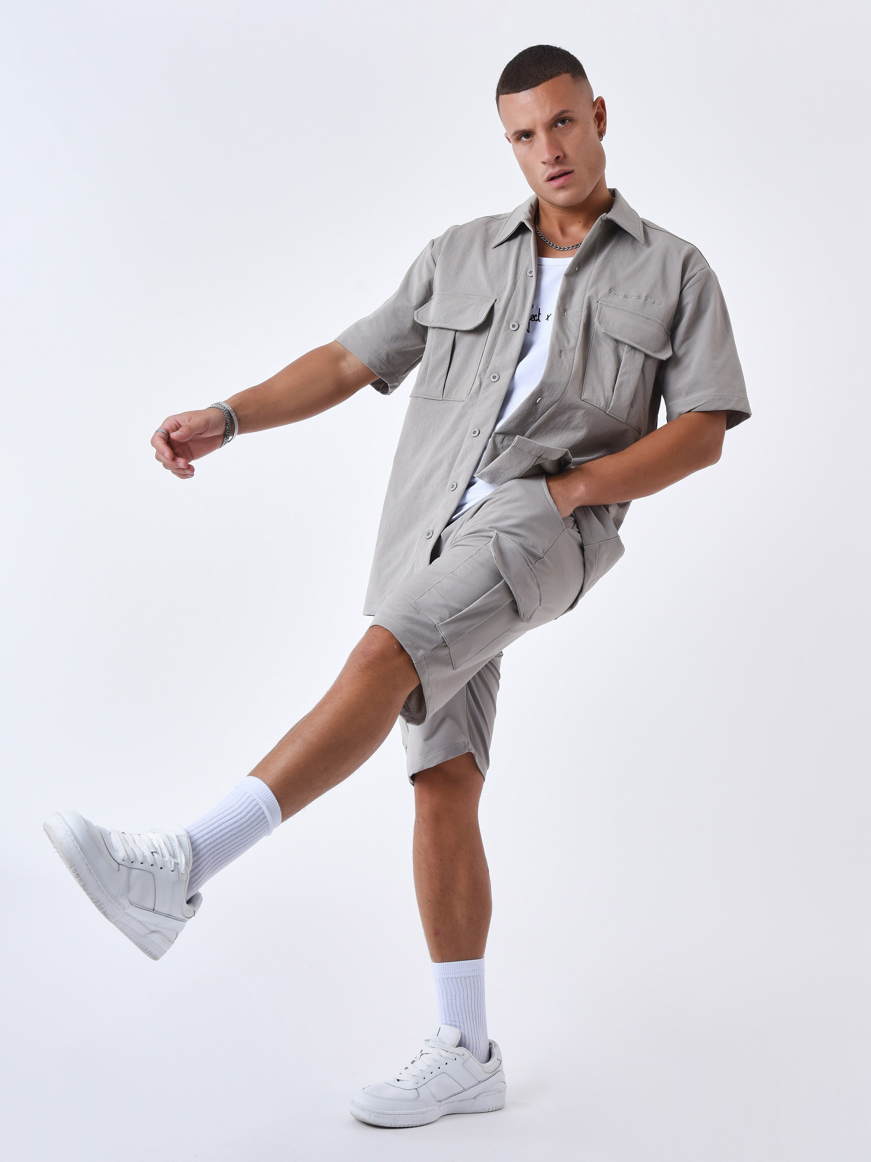 Chemise manches courtes uni texturé-8