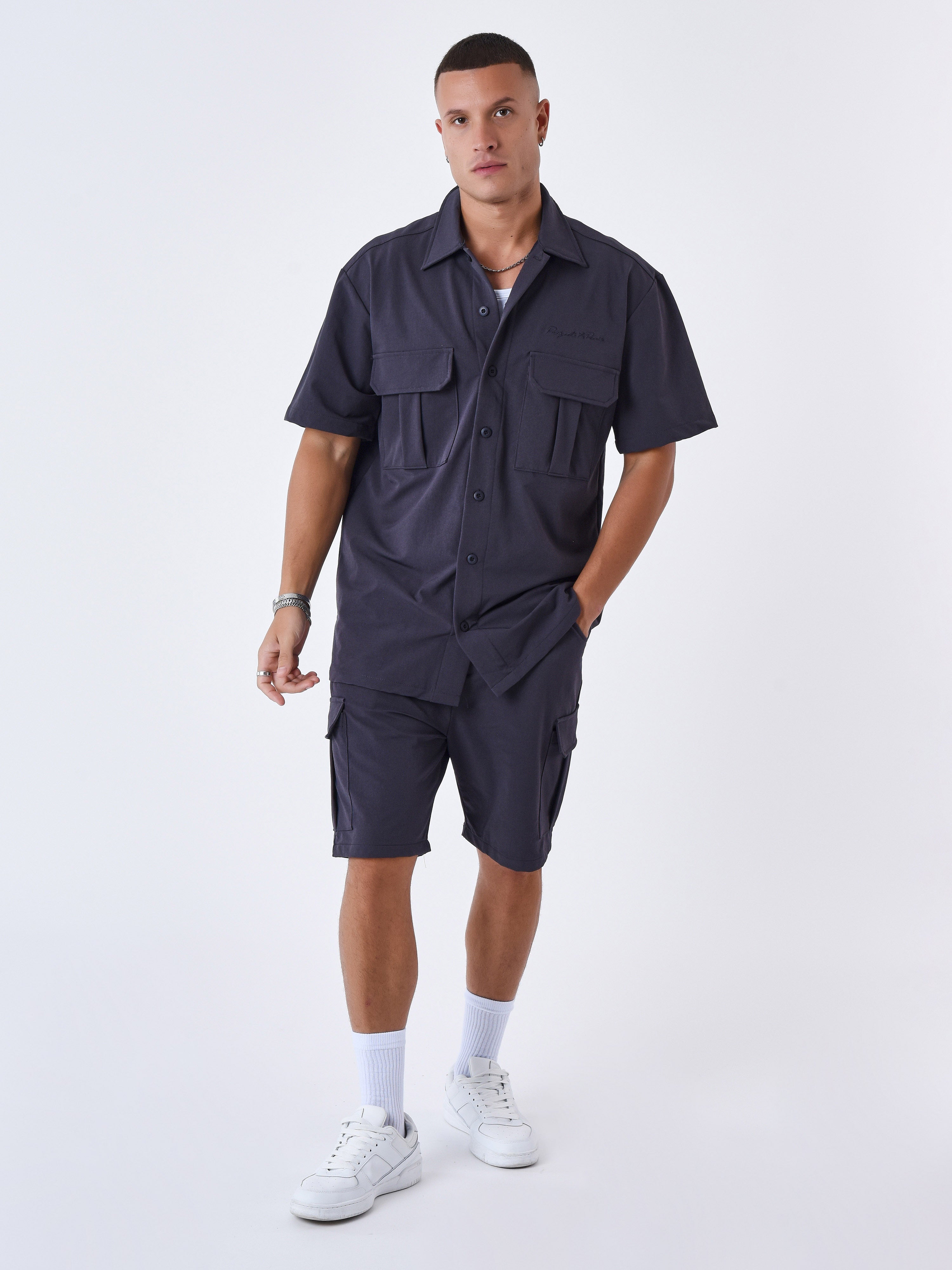 Chemise manches courtes uni texturé-1