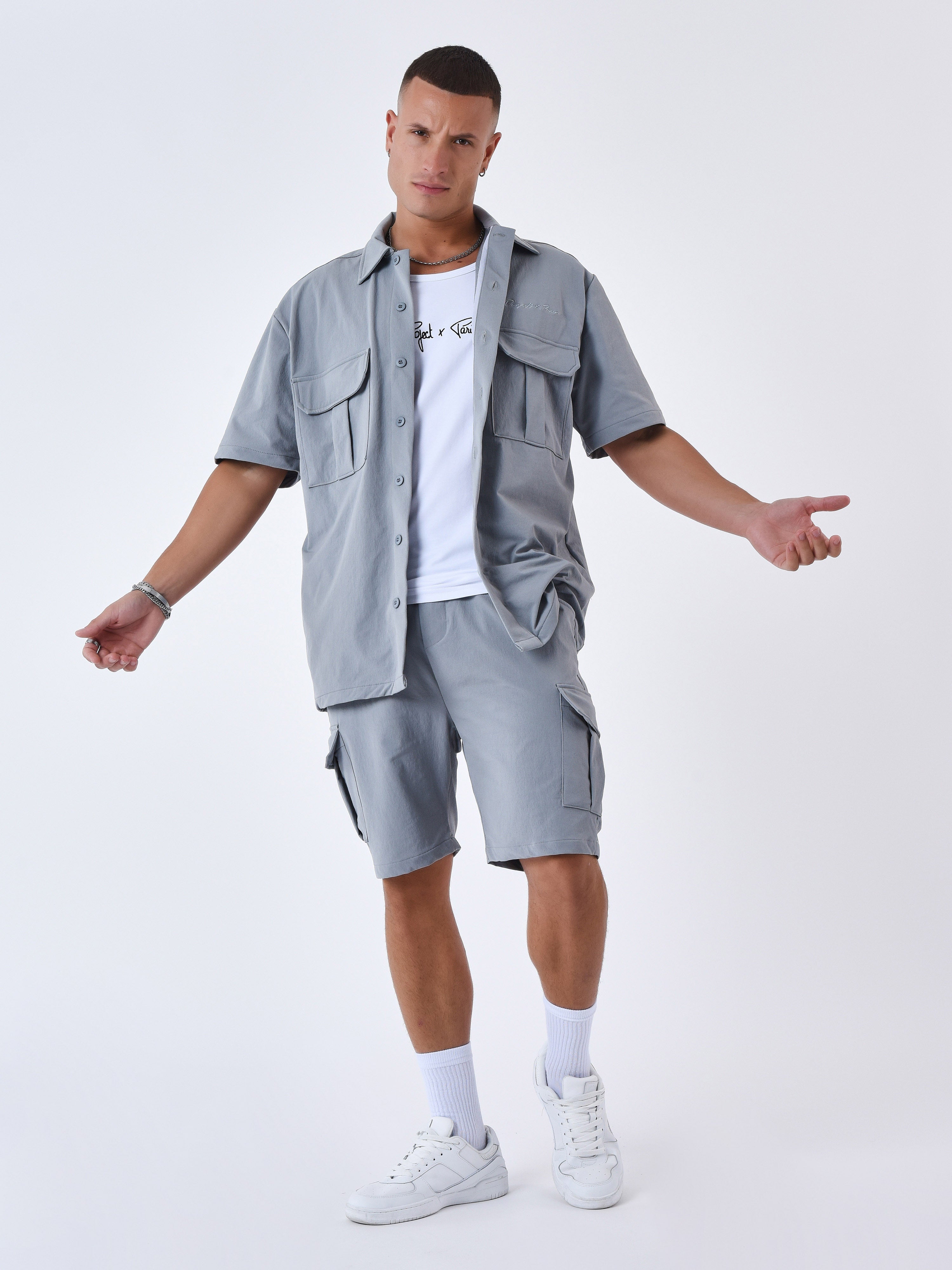 Chemise manches courtes uni texturé-8