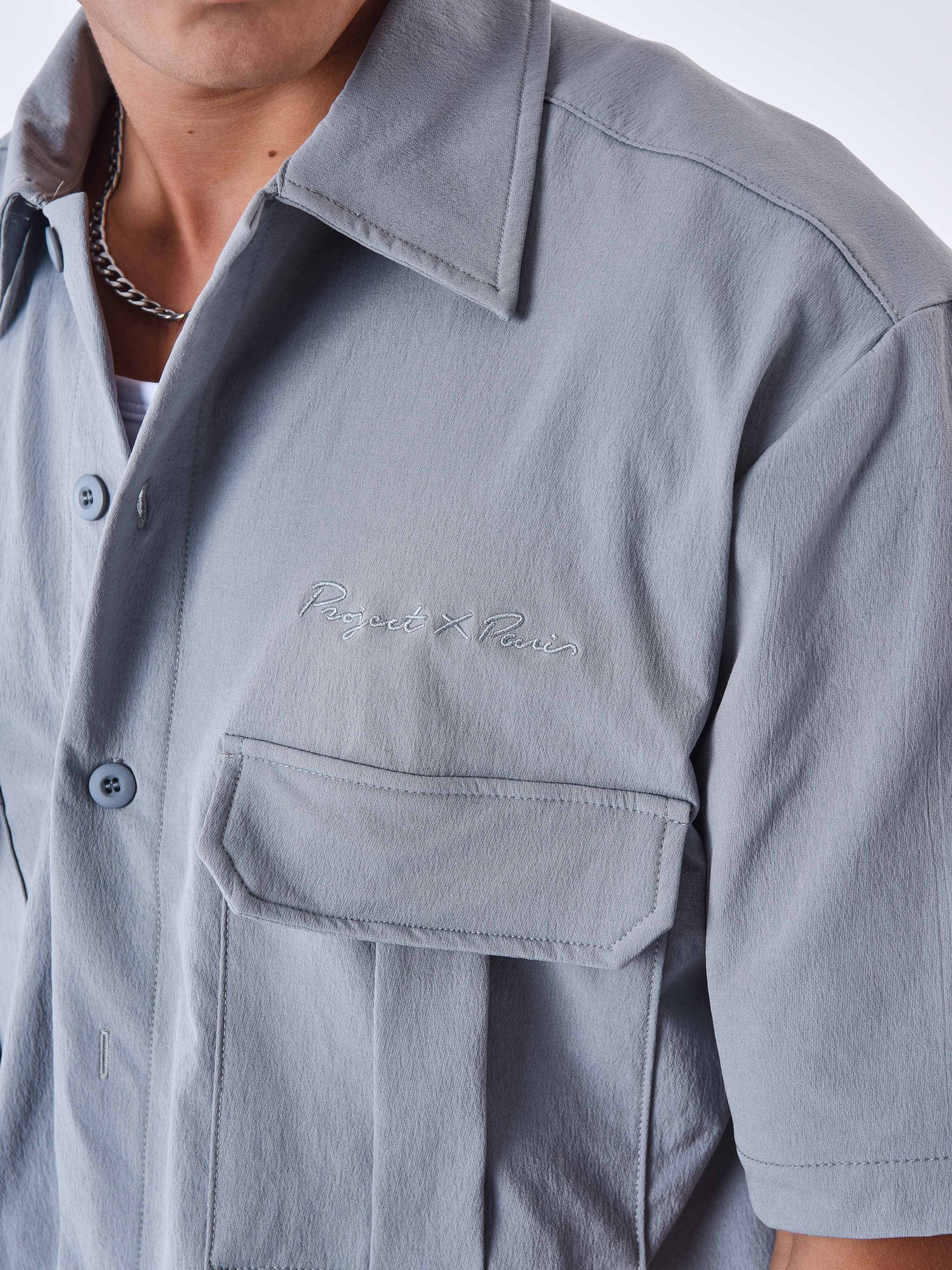 Chemise manches courtes uni texturé-7