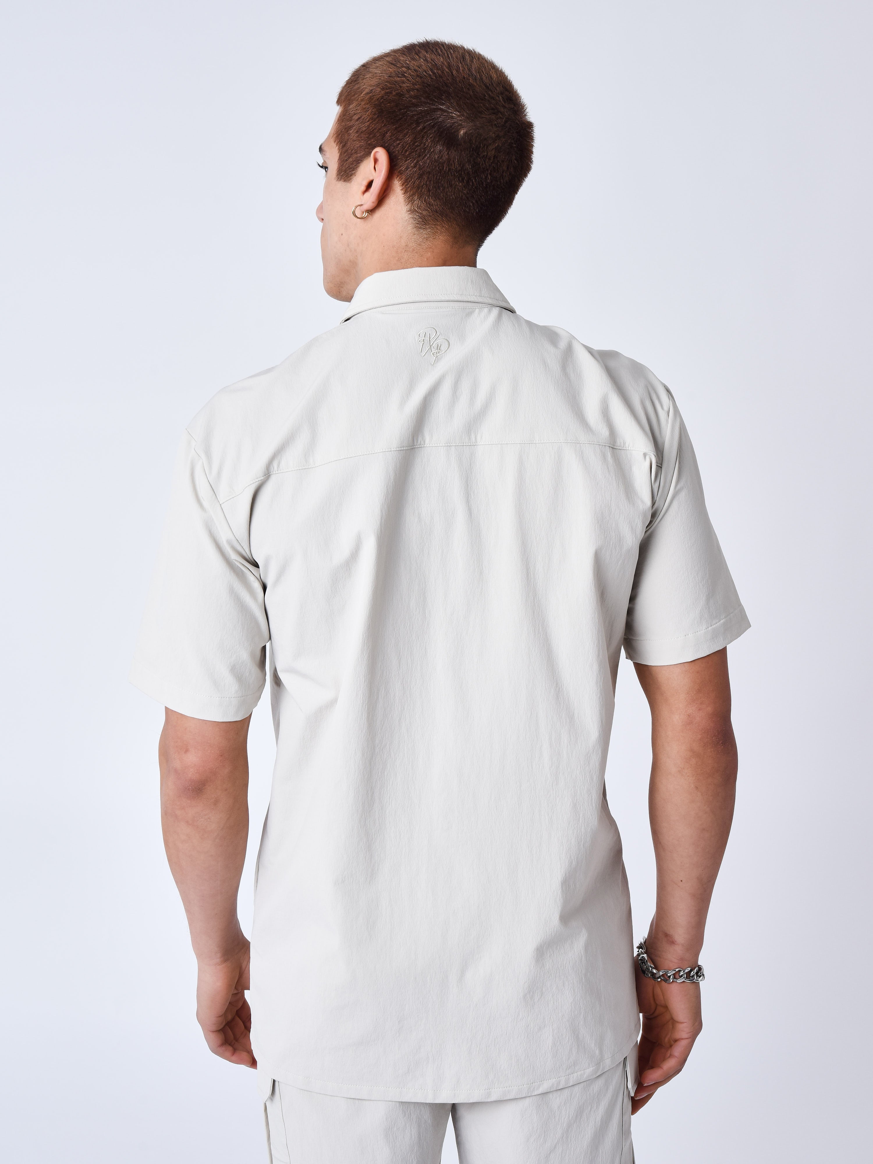 Chemise manches courtes uni texturé-4
