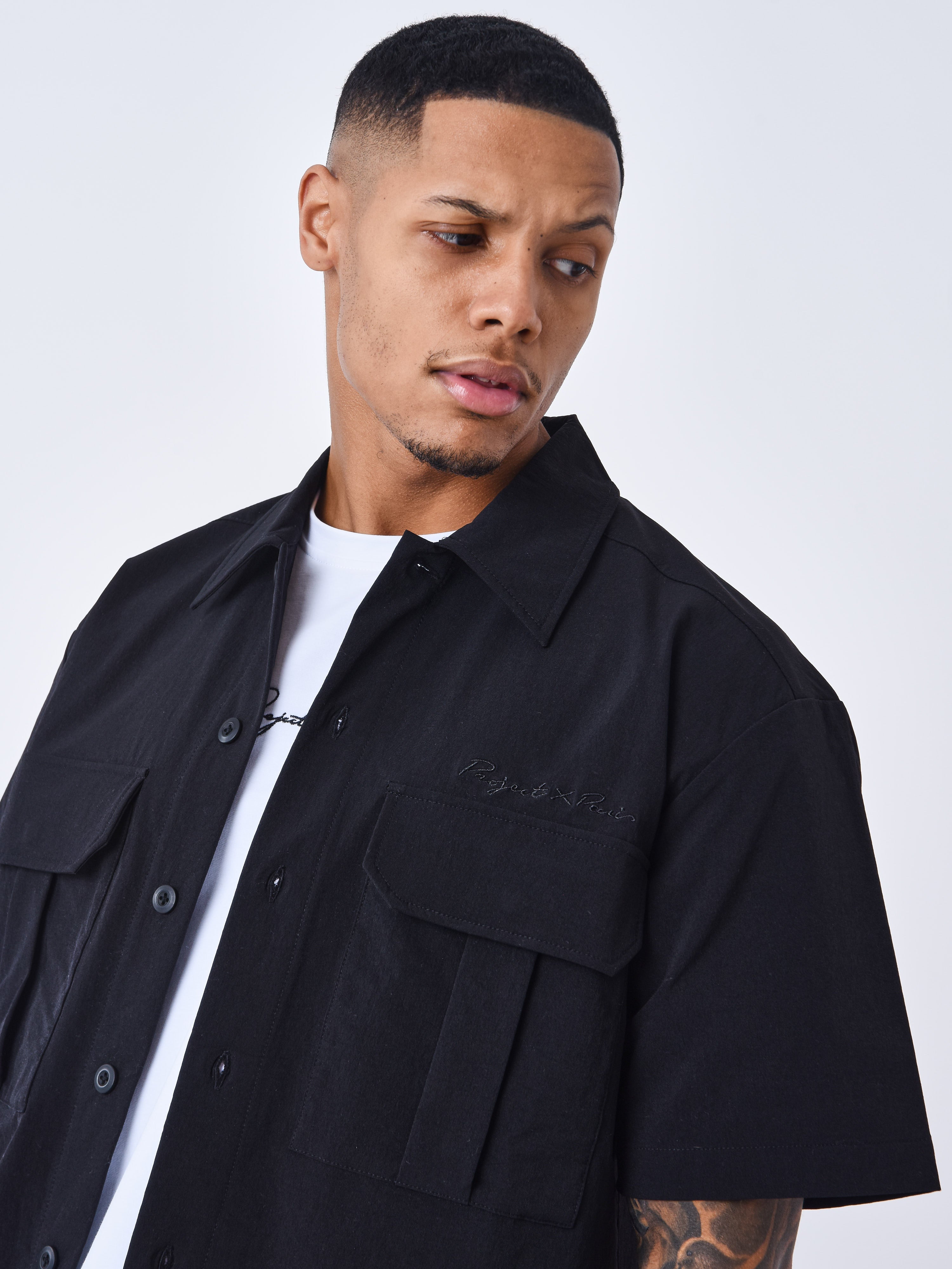 Chemise manches courtes uni texturé-11