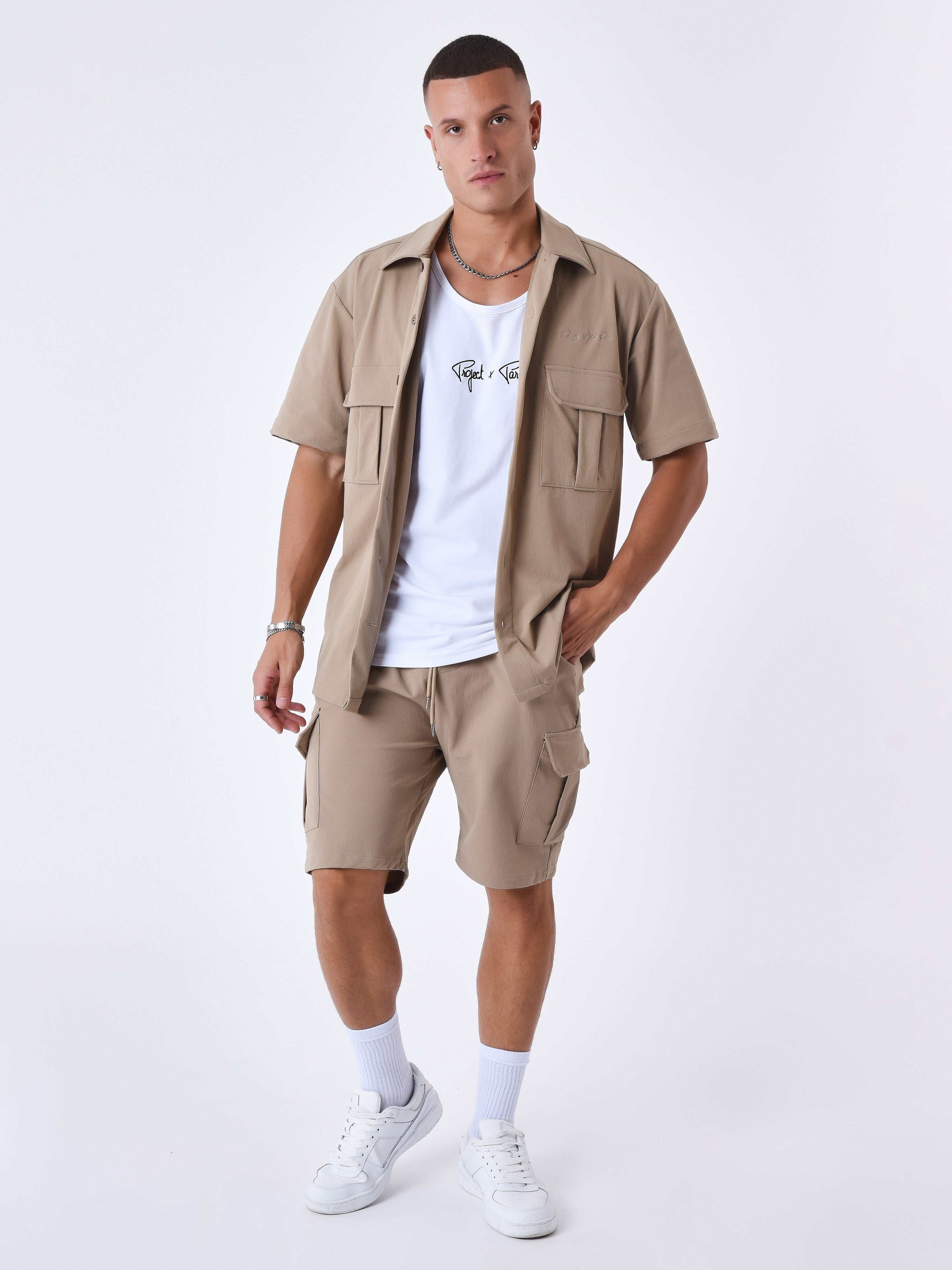 Chemise manches courtes uni texturé-7