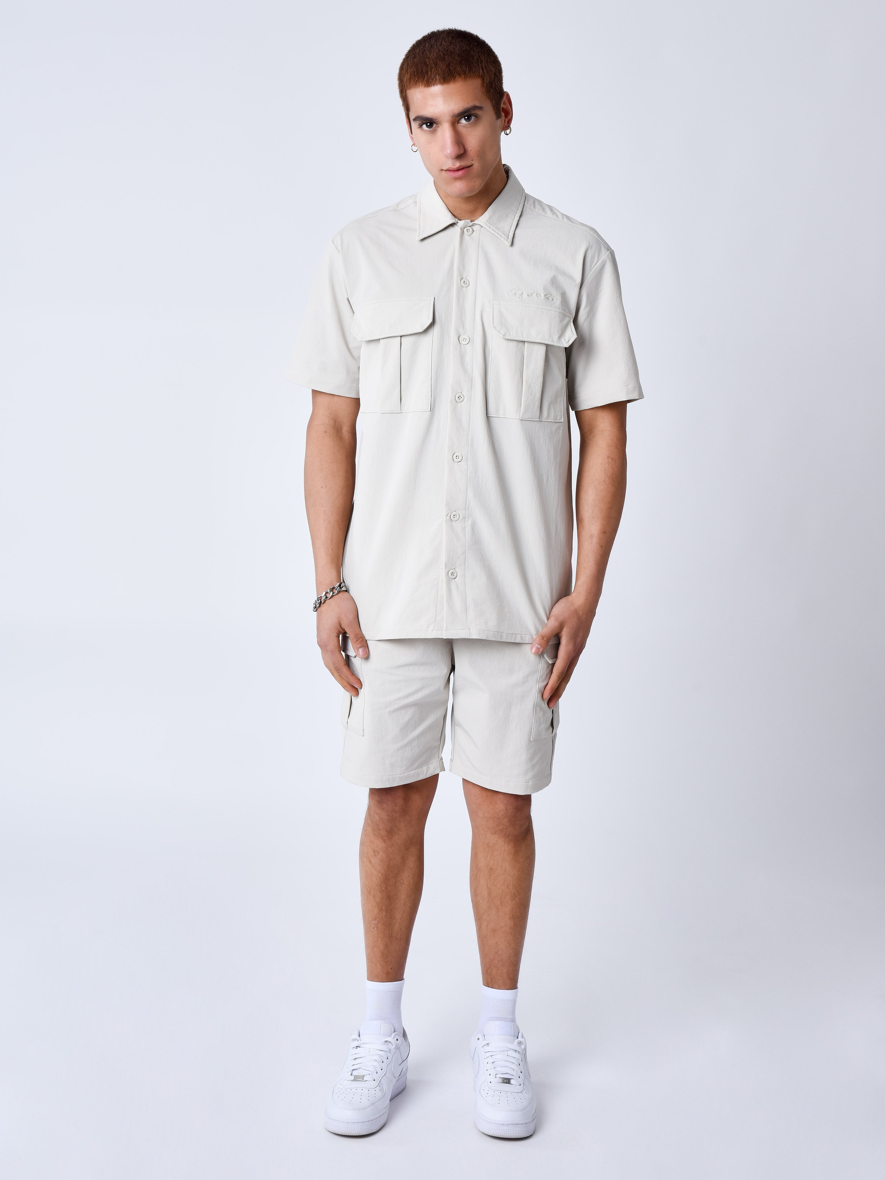 Chemise manches courtes uni texturé-1