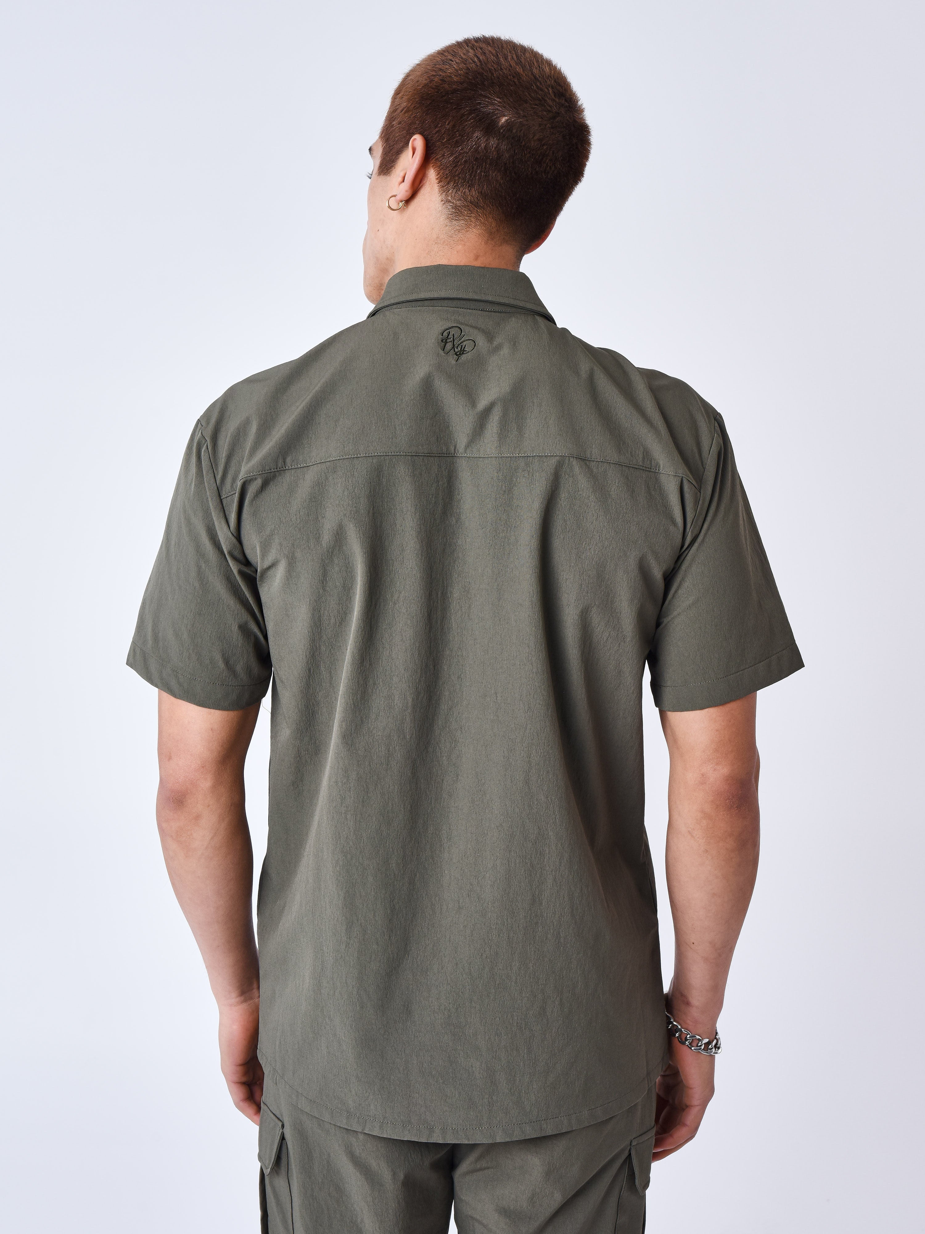 Chemise manches courtes uni texturé-4