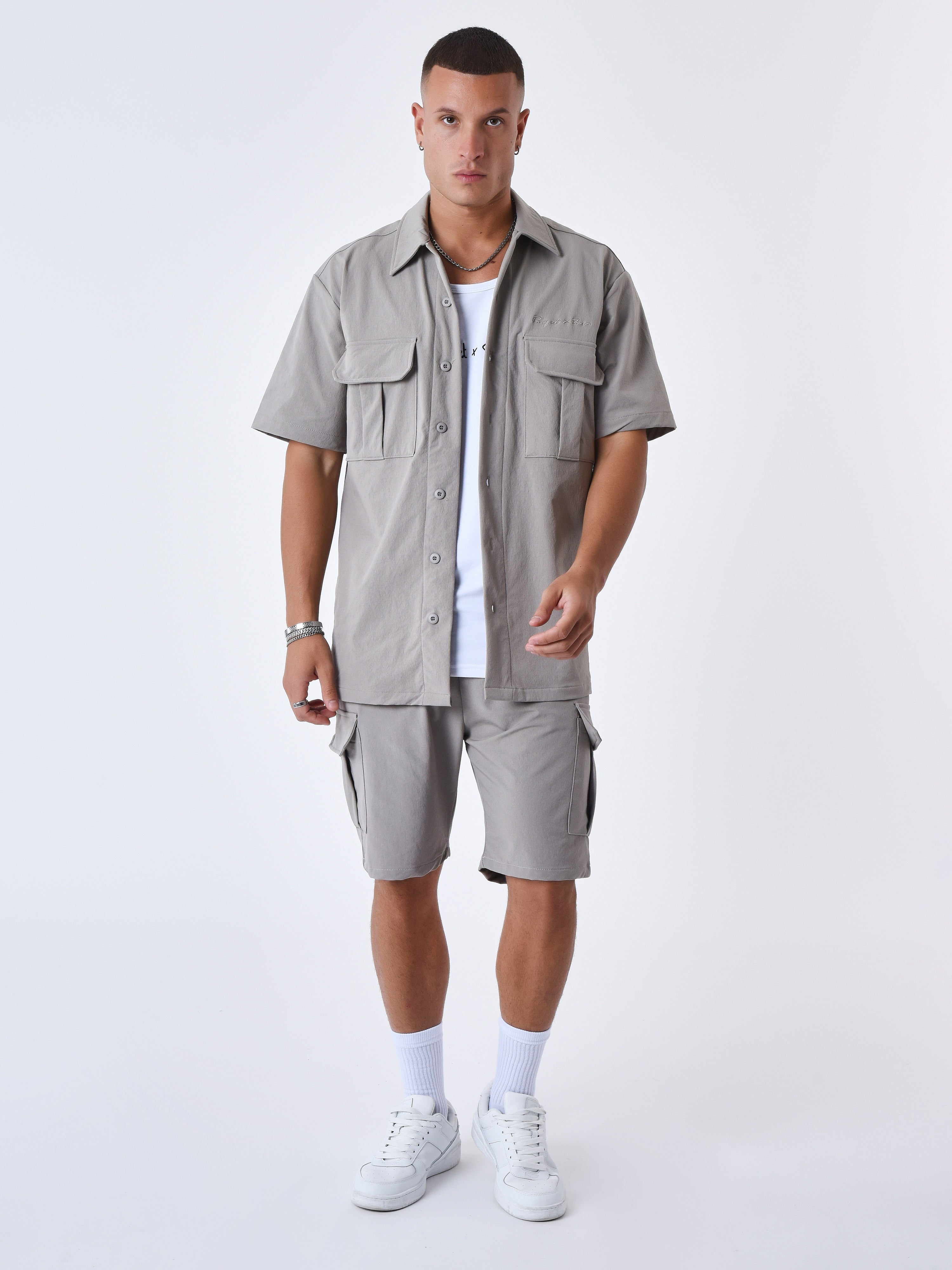 Chemise manches courtes uni texturé-1