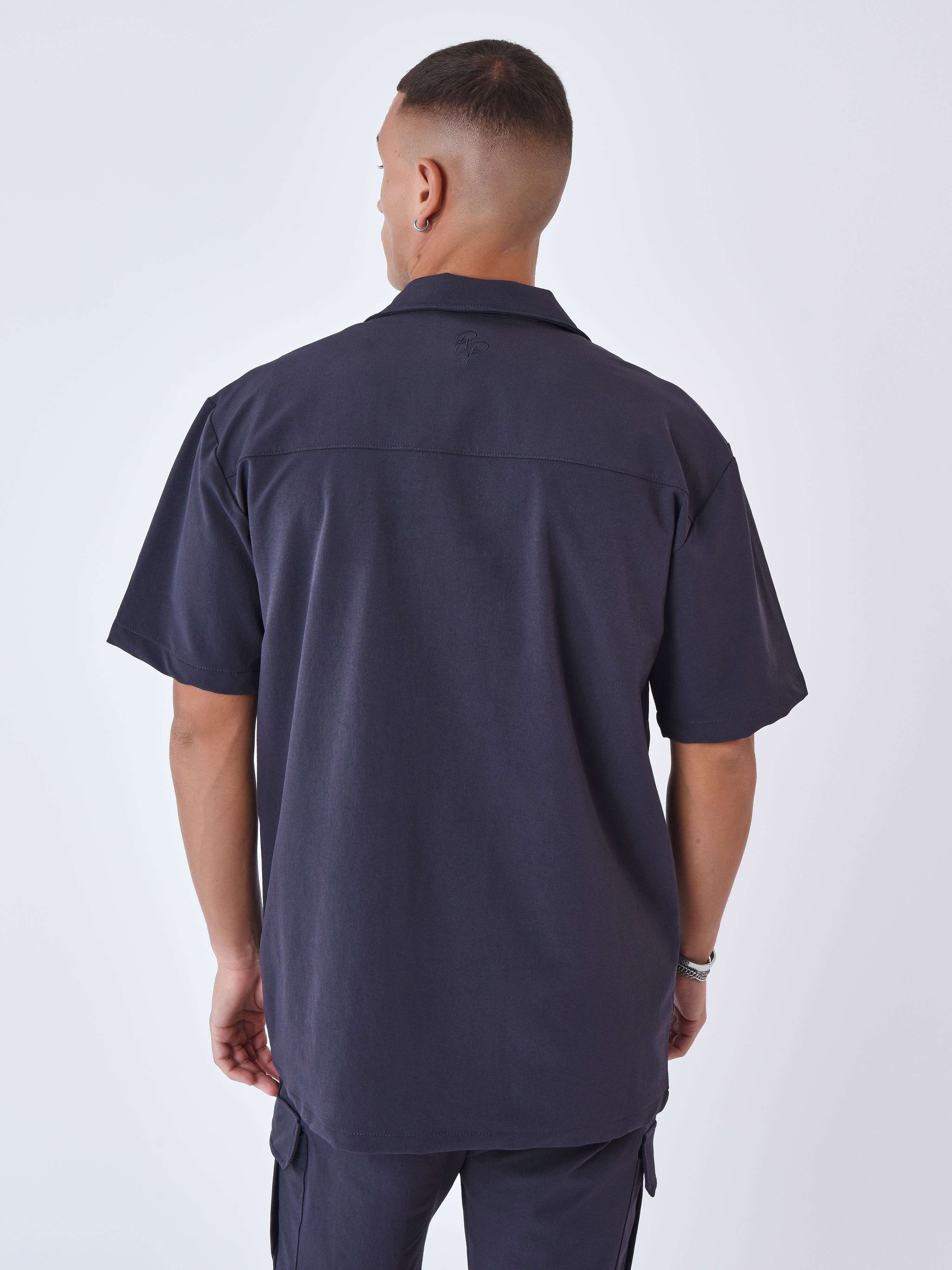 Chemise manches courtes uni texturé-6