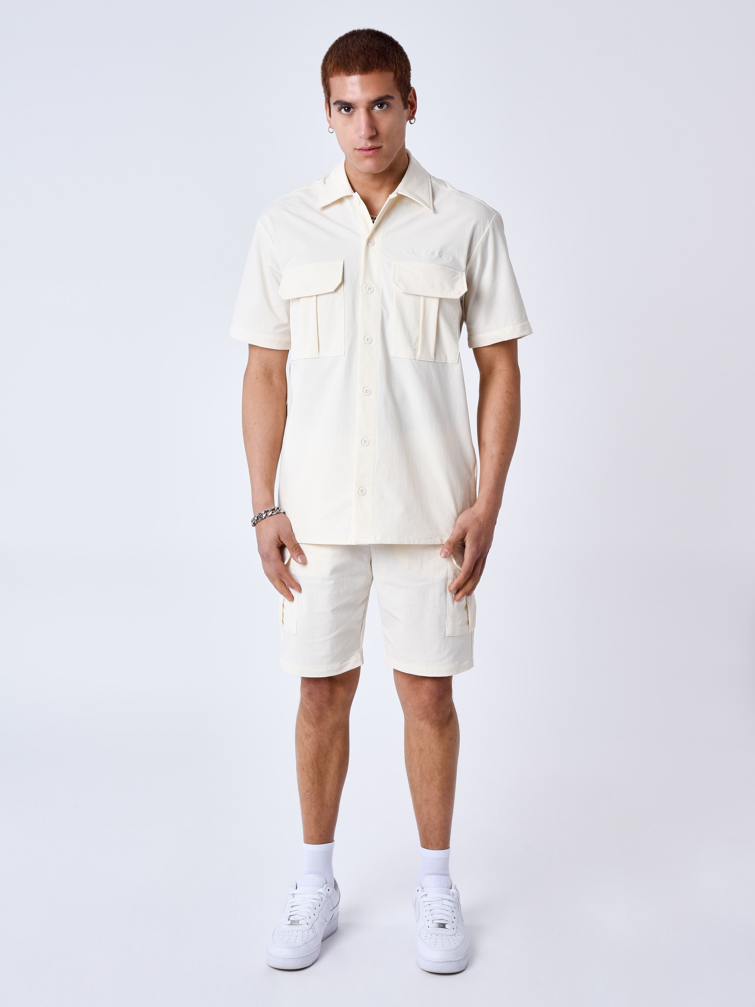 Chemise manches courtes uni texturé-1
