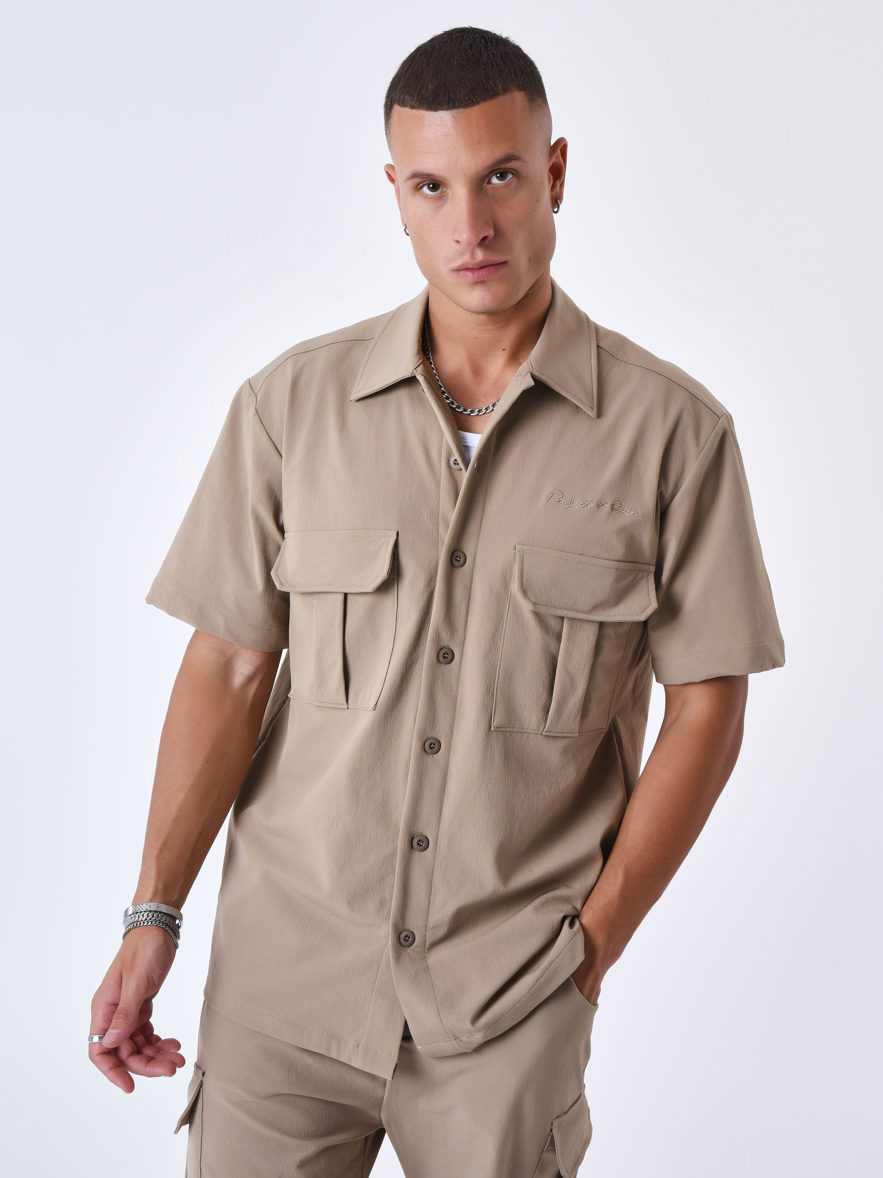 Chemise manches courtes uni texturé-3