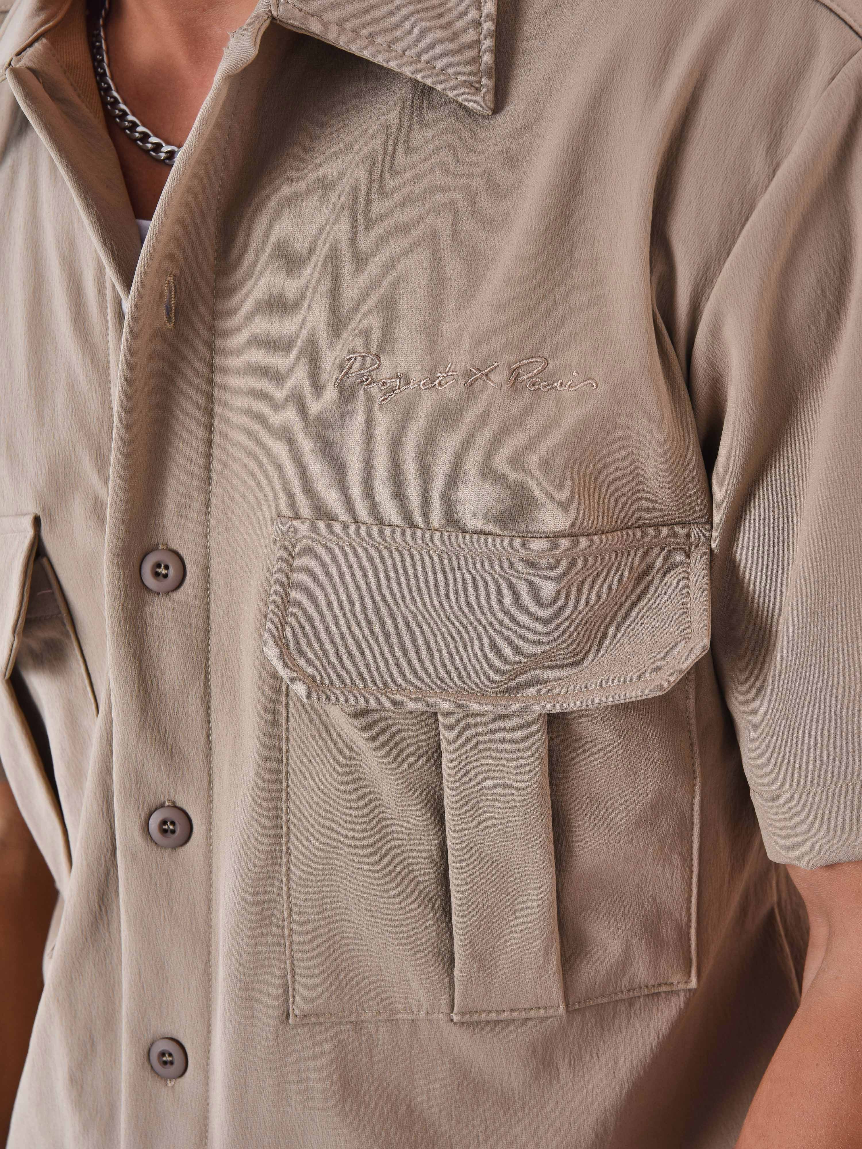 Chemise manches courtes uni texturé-6