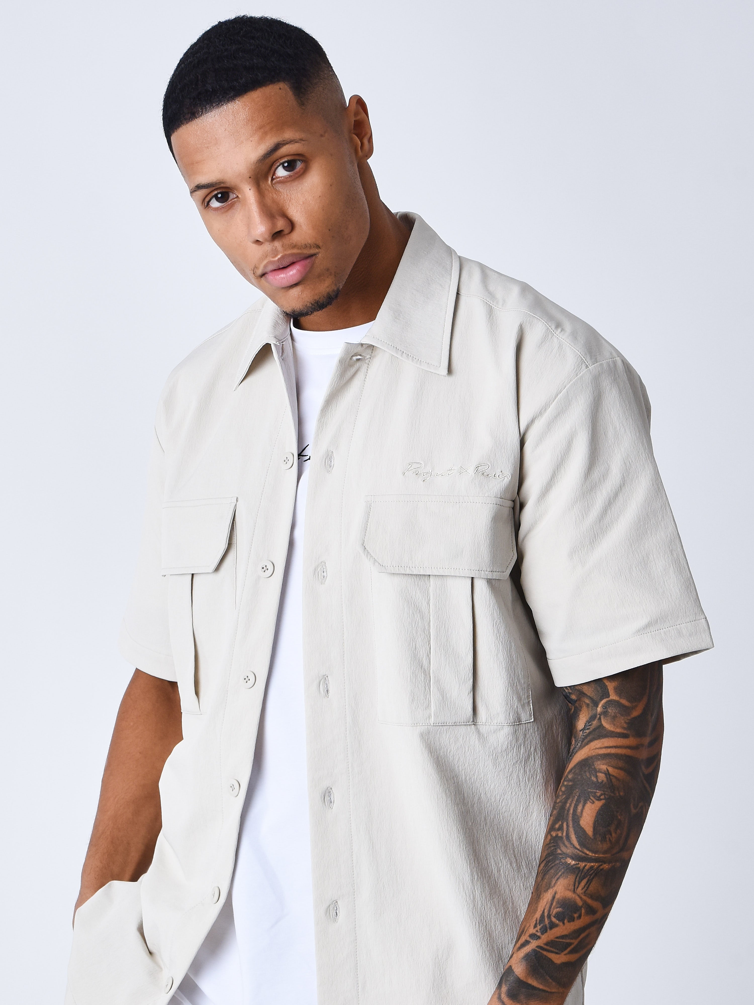 Chemise manches courtes uni texturé-16