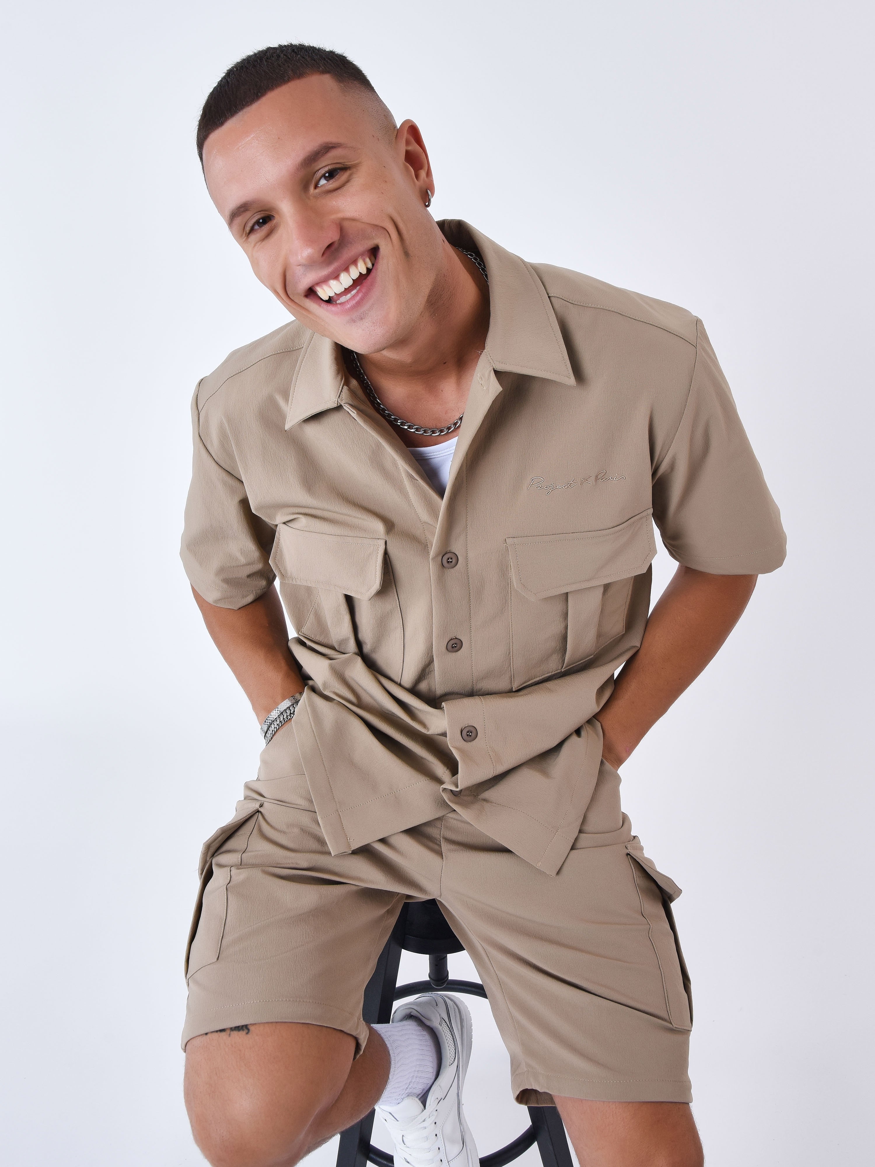 Chemise manches courtes uni texturé-2