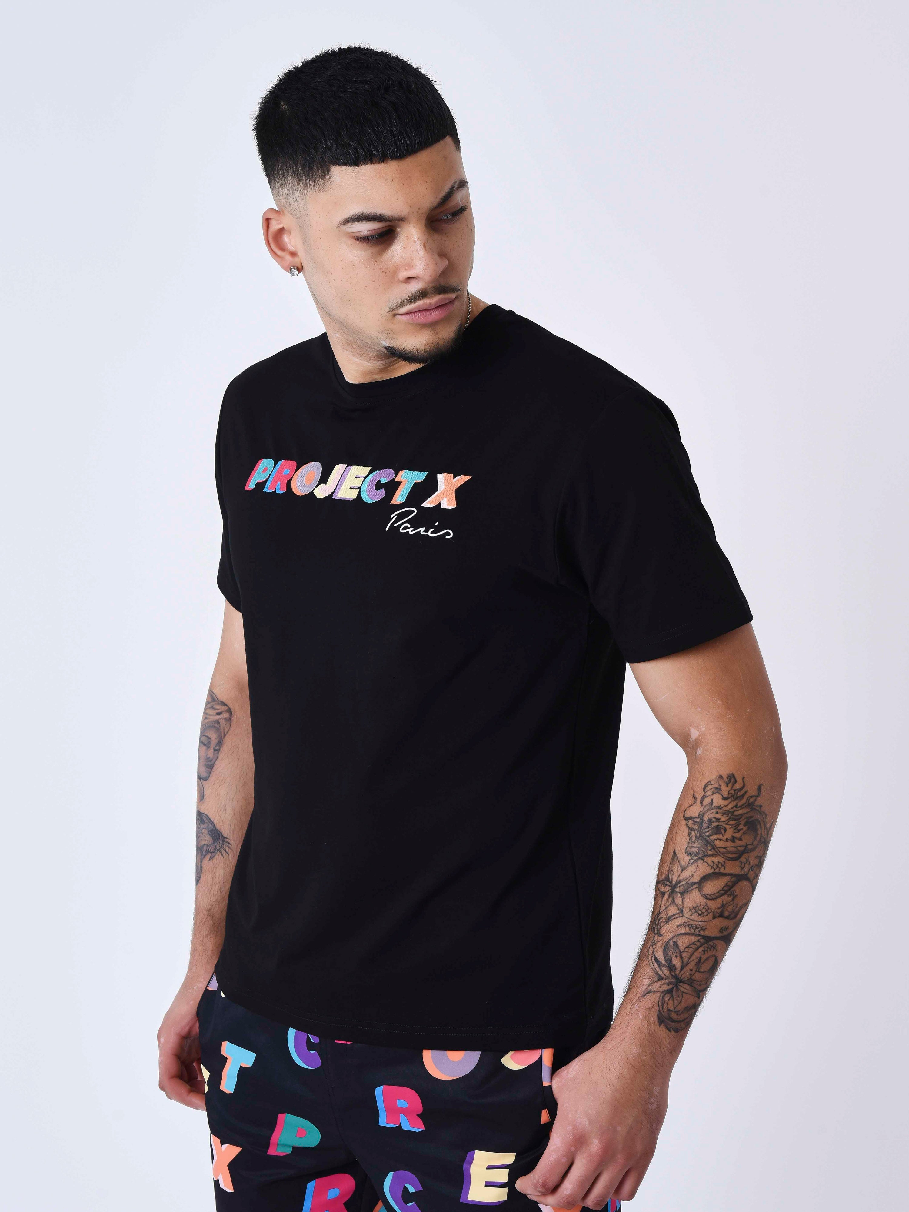 Oversize T-shirt med flerfärgad logobroderi-5