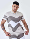 Tricolor polo with wave effect