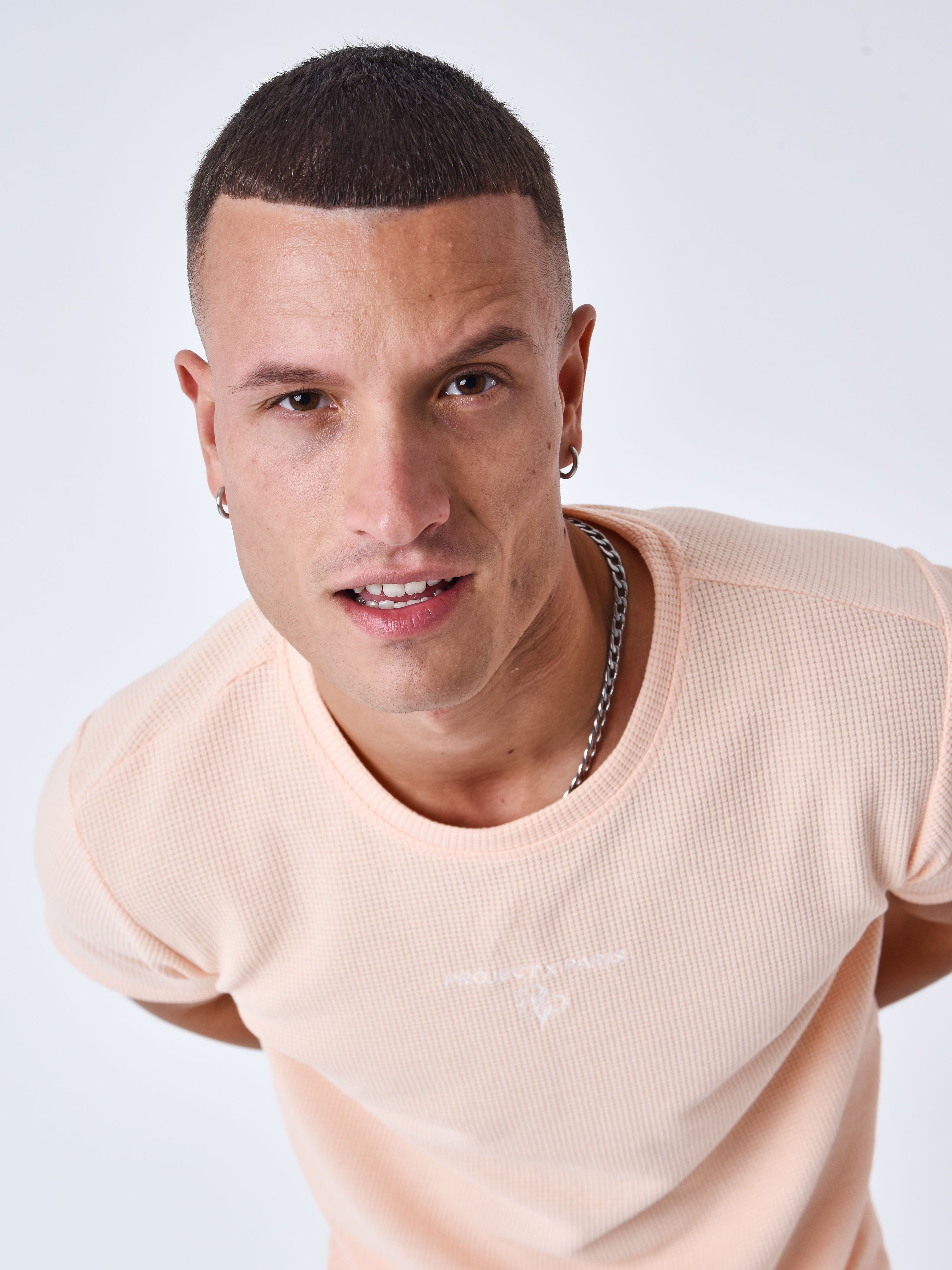 Effen textuur T-shirt-1