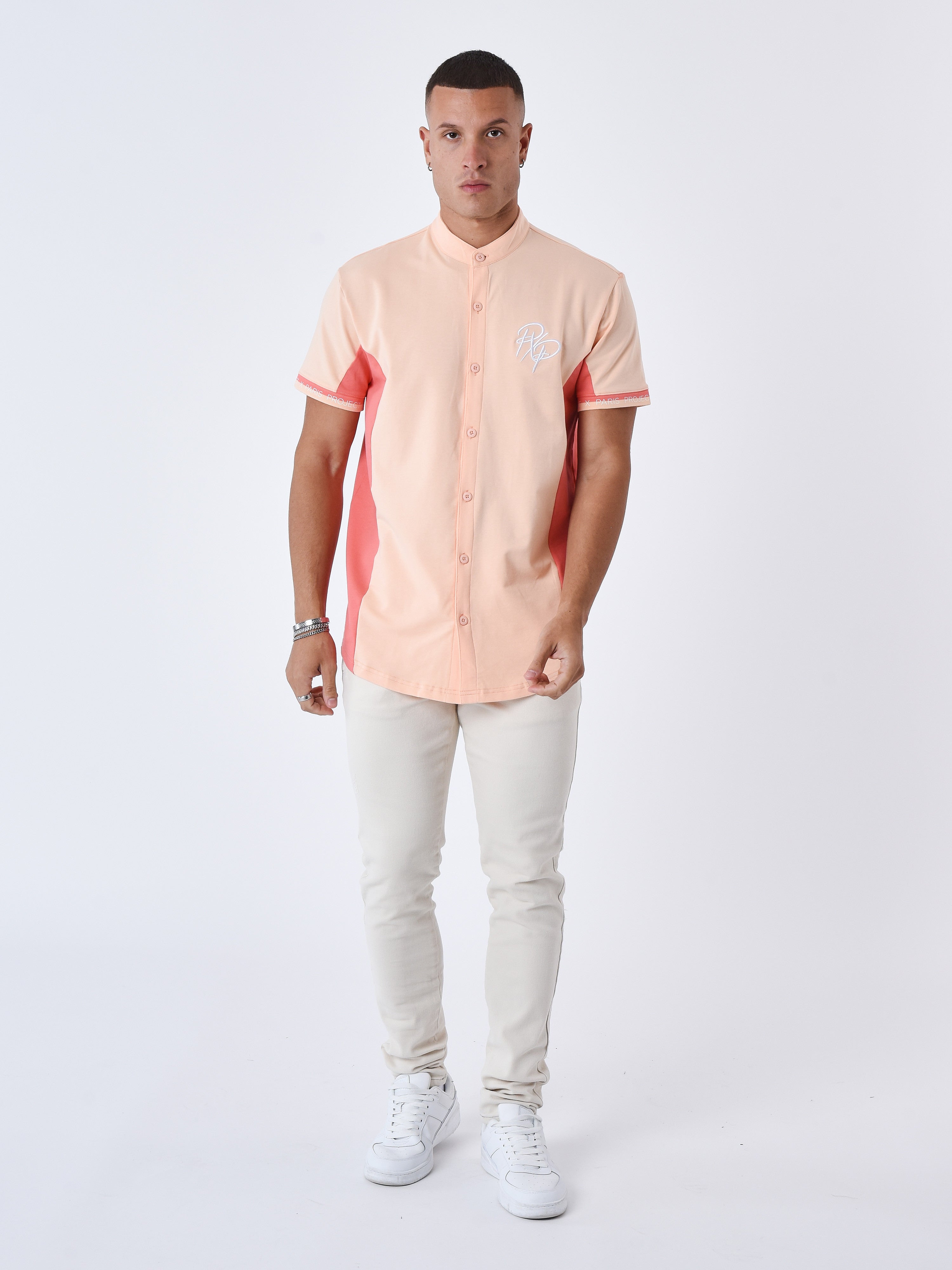 Hemd met bicolor Mao-kraag-9