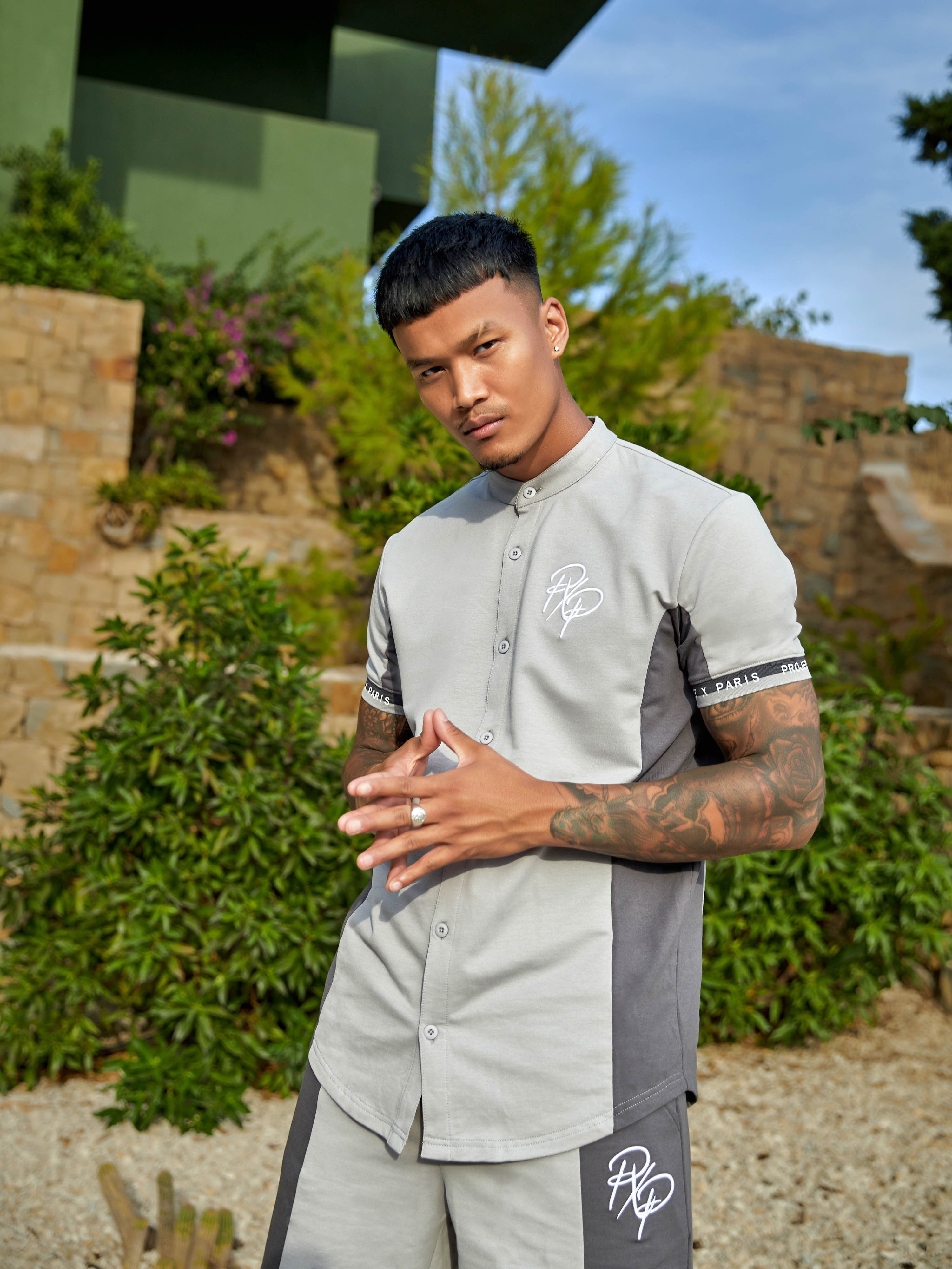 Chemise Col mao Bicolore-2