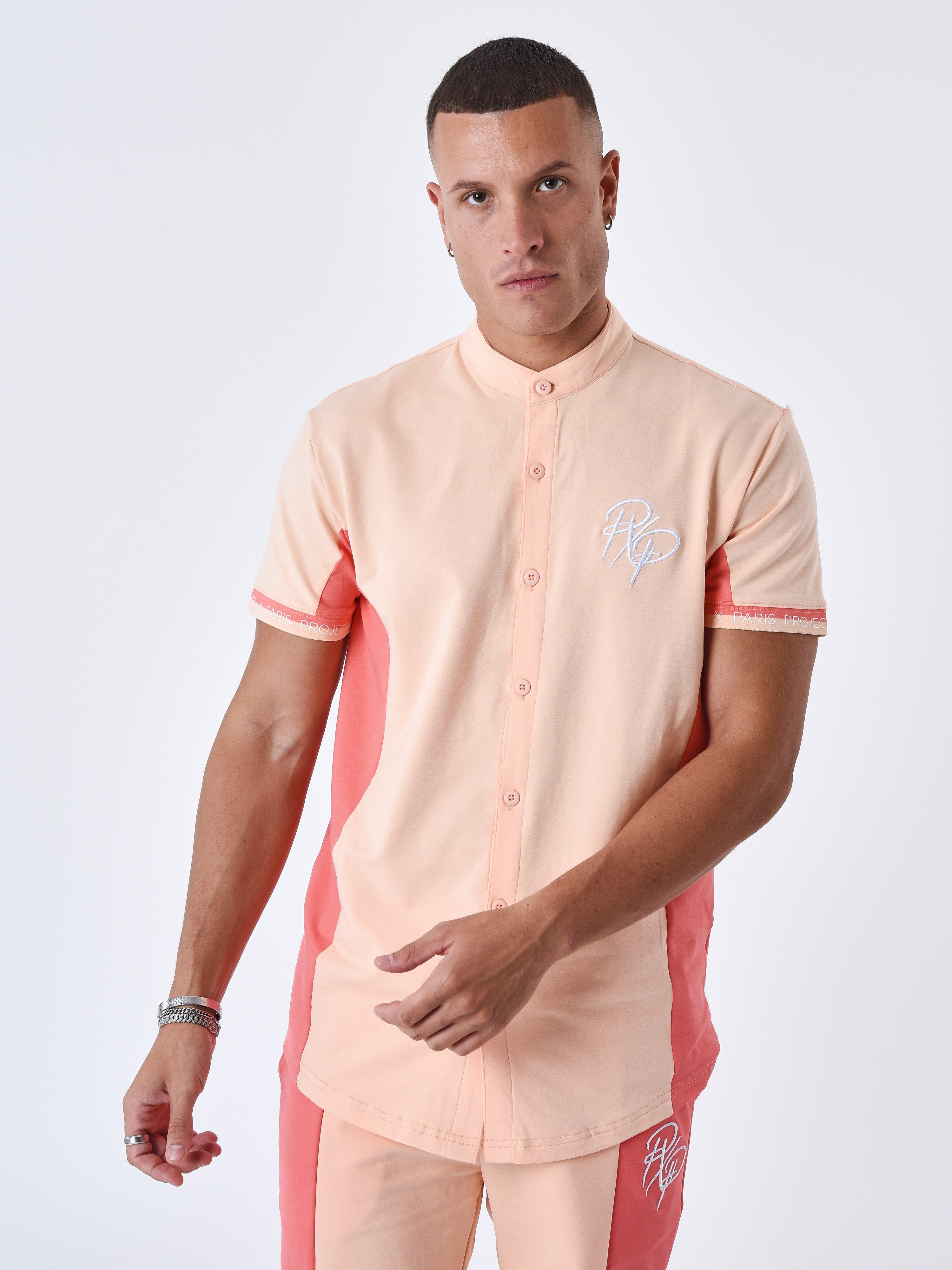 Hemd met bicolor Mao-kraag-2