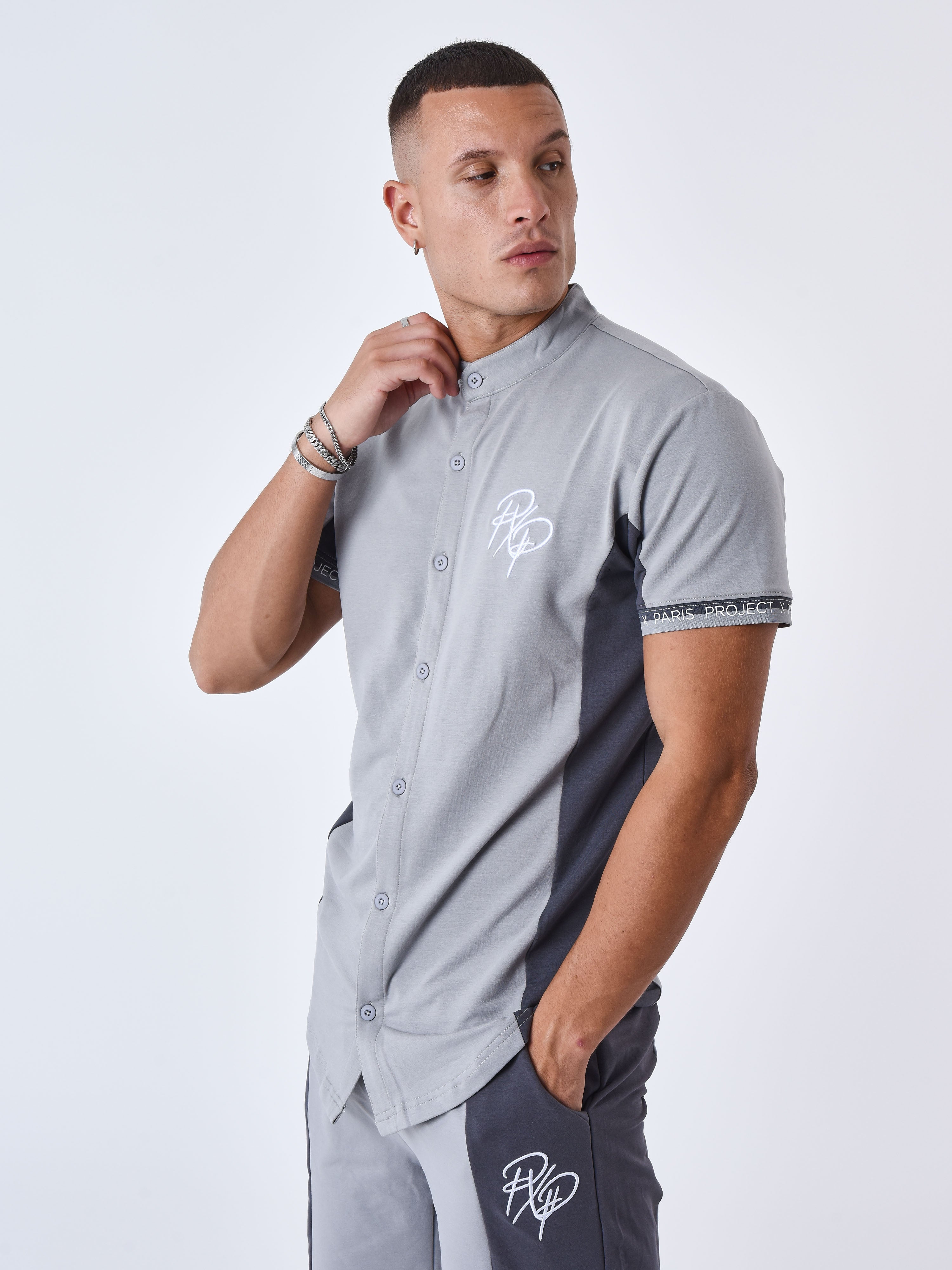 Chemise Col mao Bicolore-5