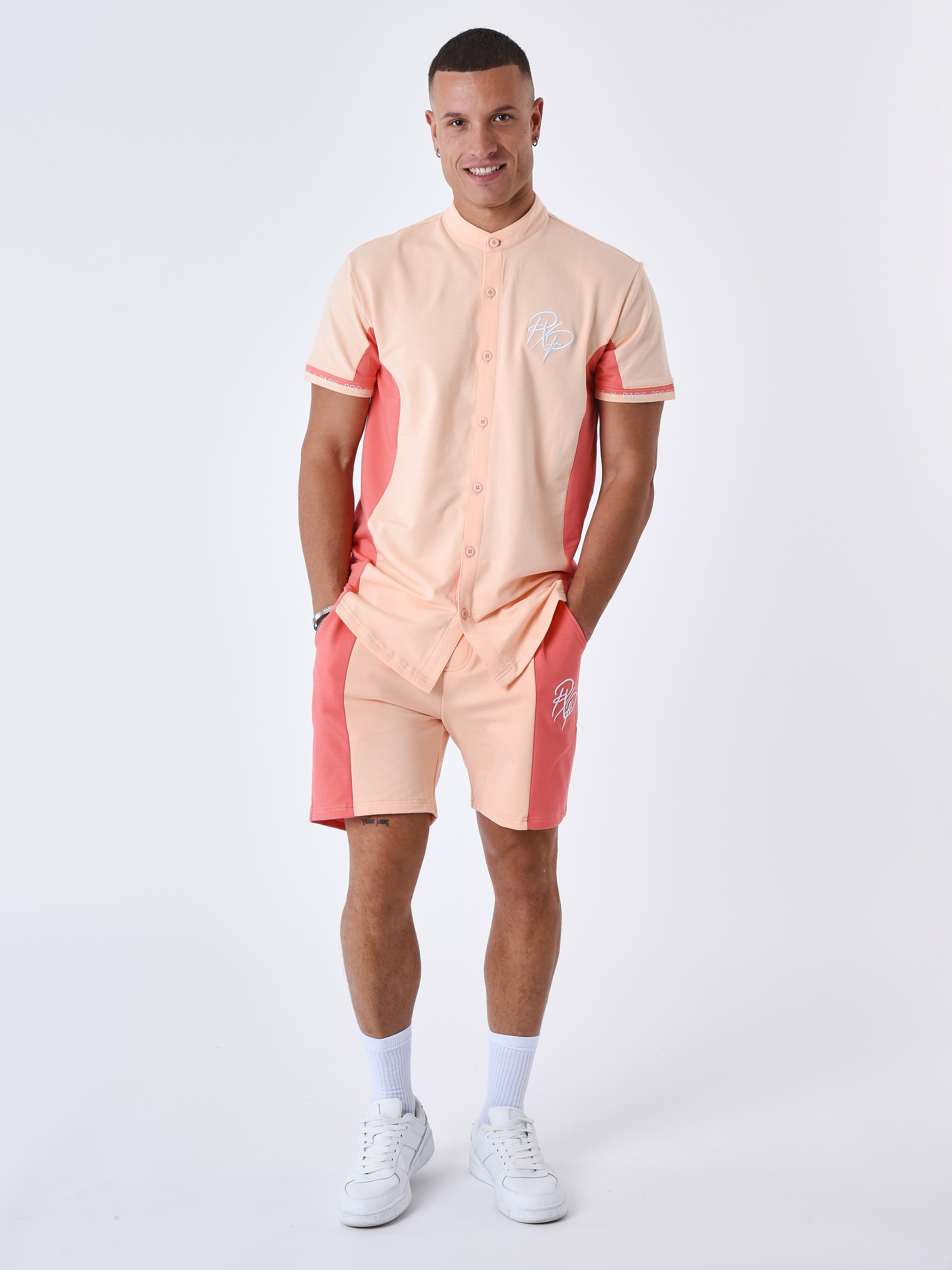 Hemd met bicolor Mao-kraag-3