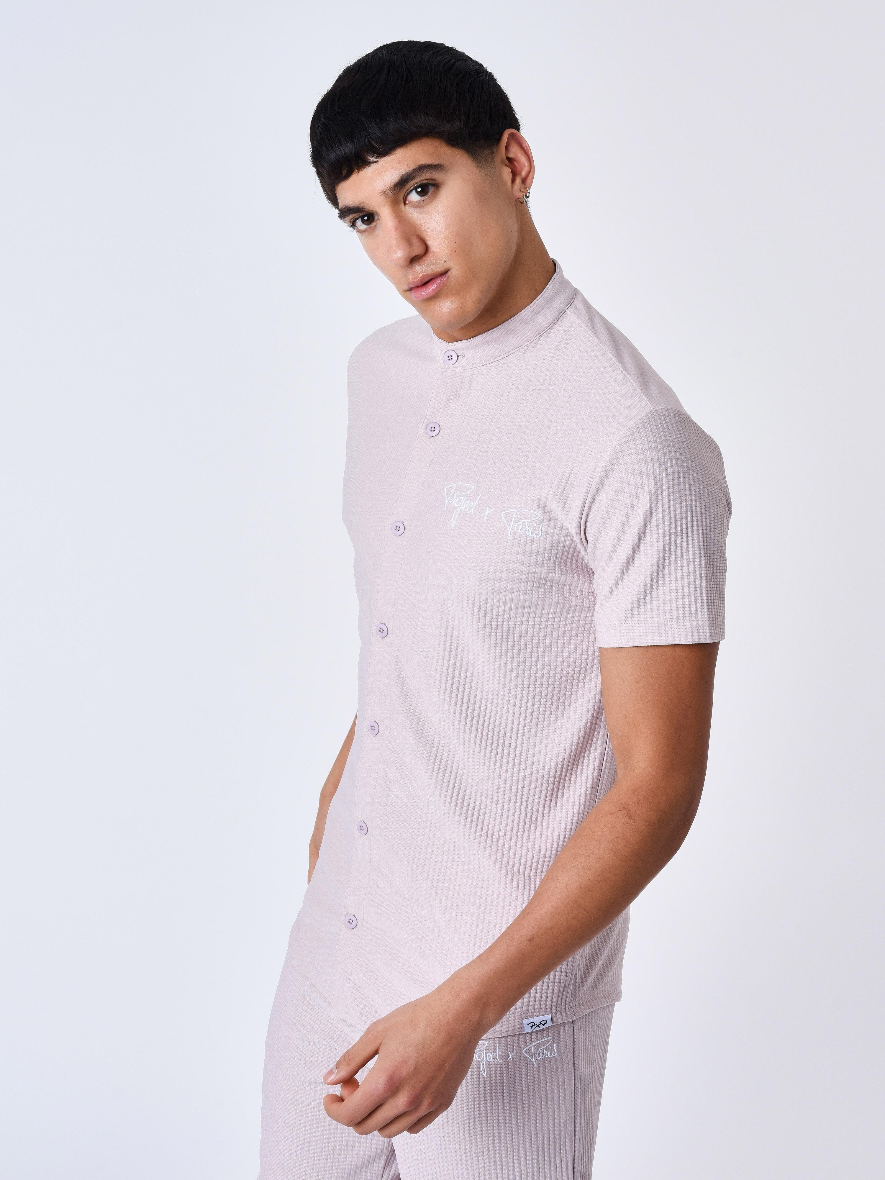 Textured solid short sleeve shirt-4