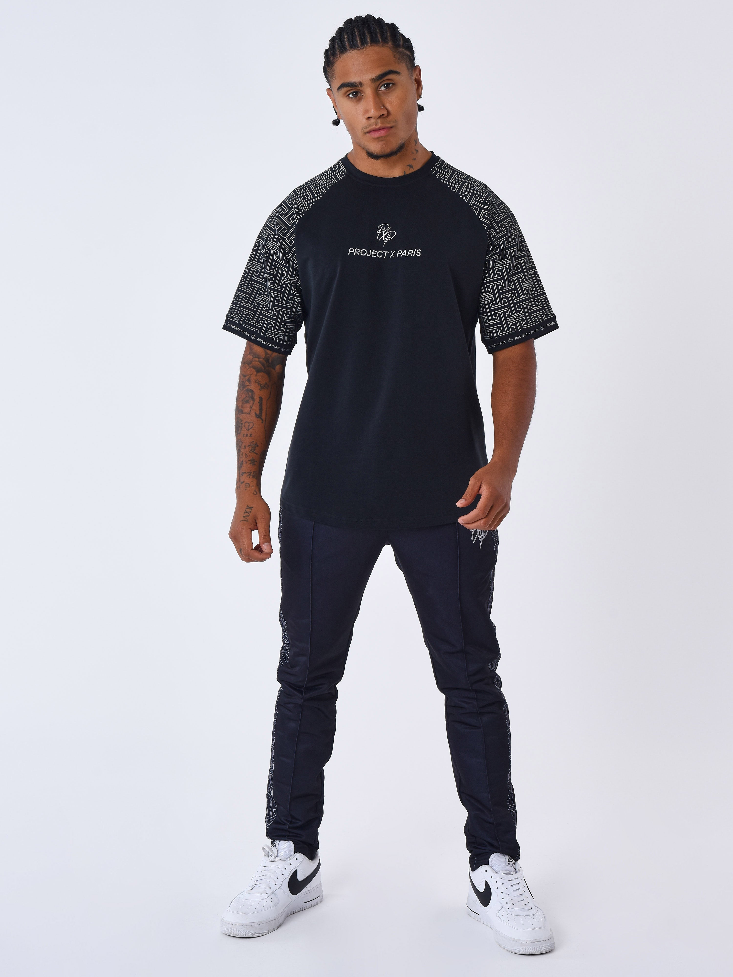 All over labyrinth sleeve T-shirt-3