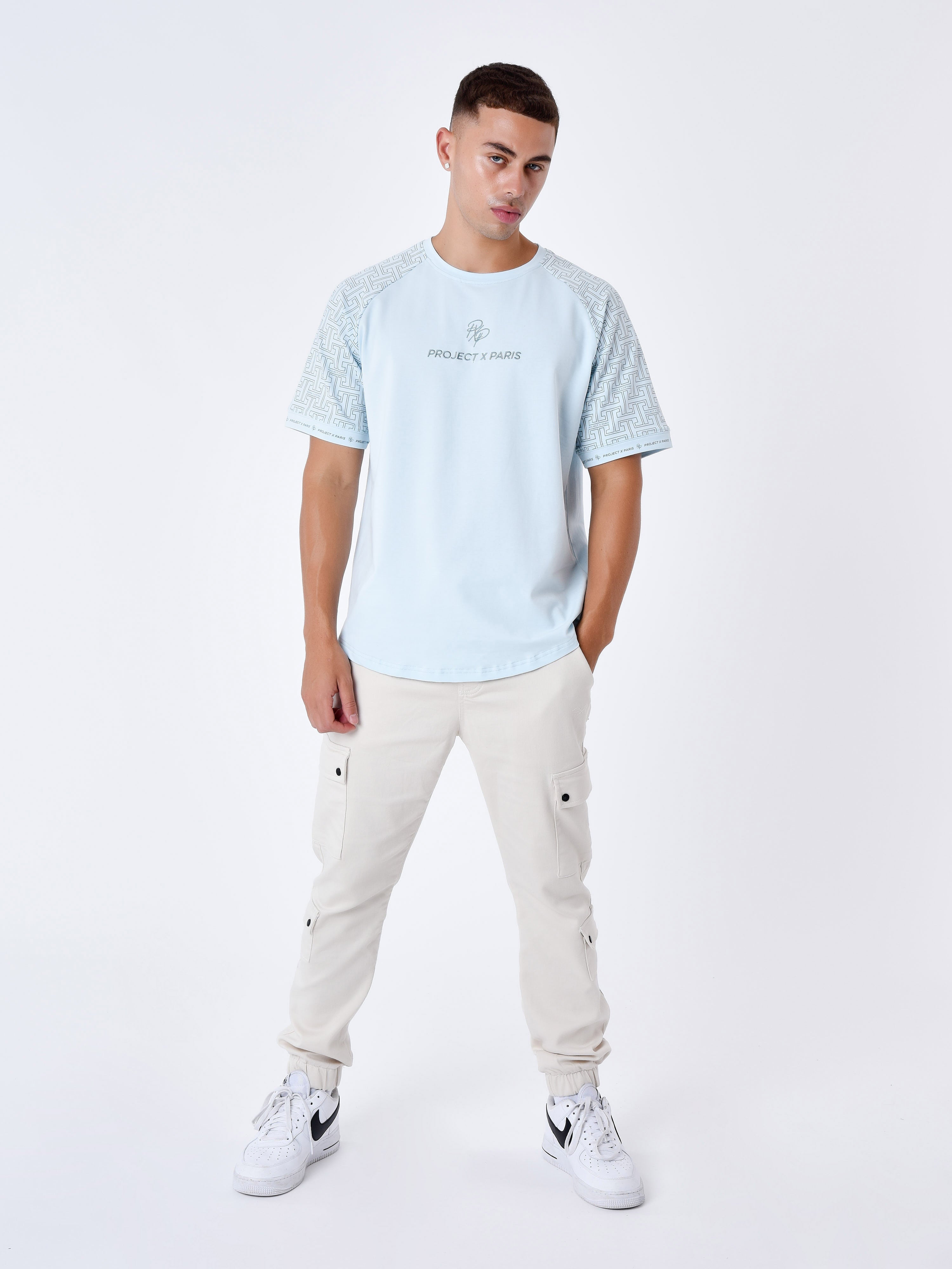 All over labyrinth sleeve T-shirt-3