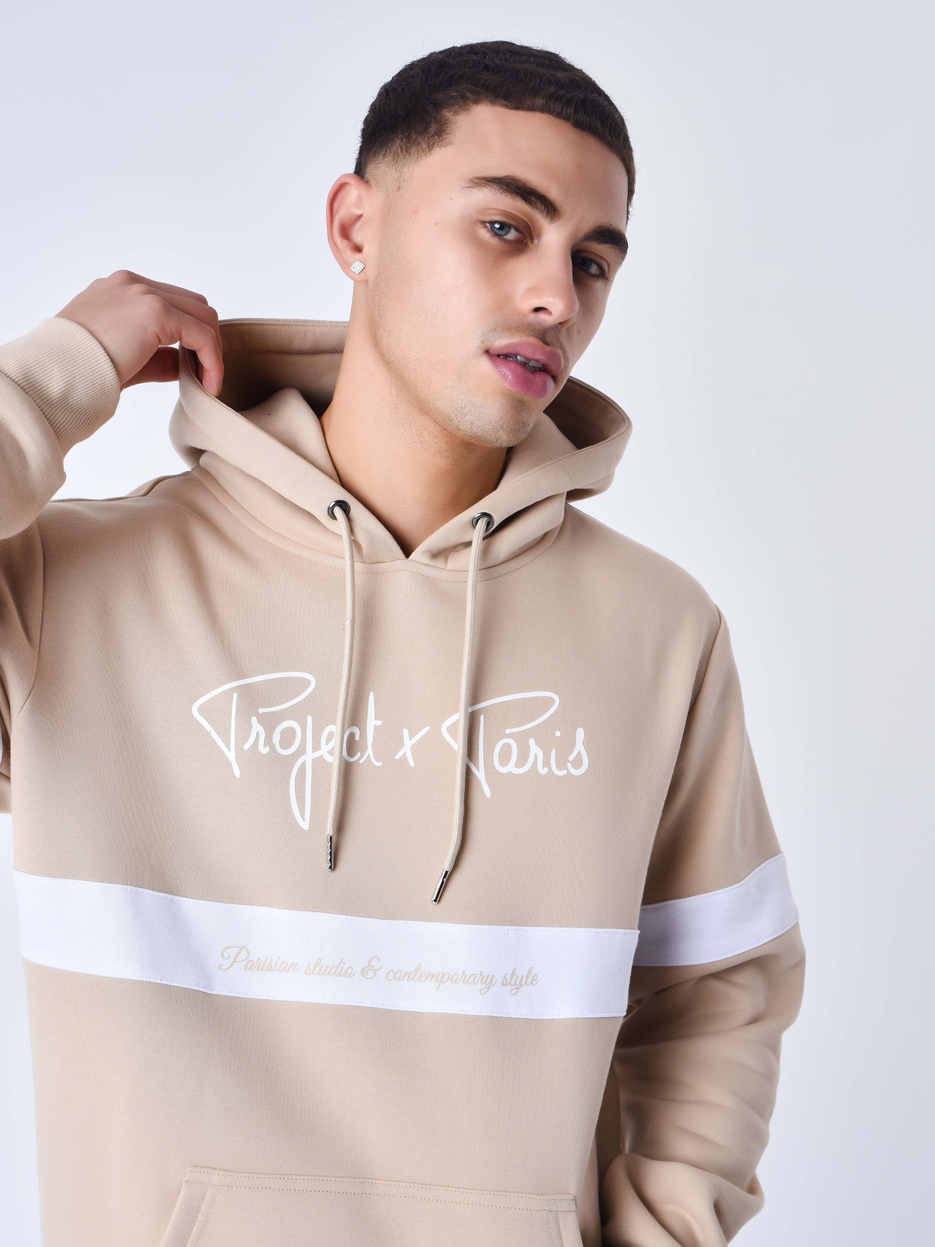 Signature Kapuzenpullover mit weißem Streifen-2