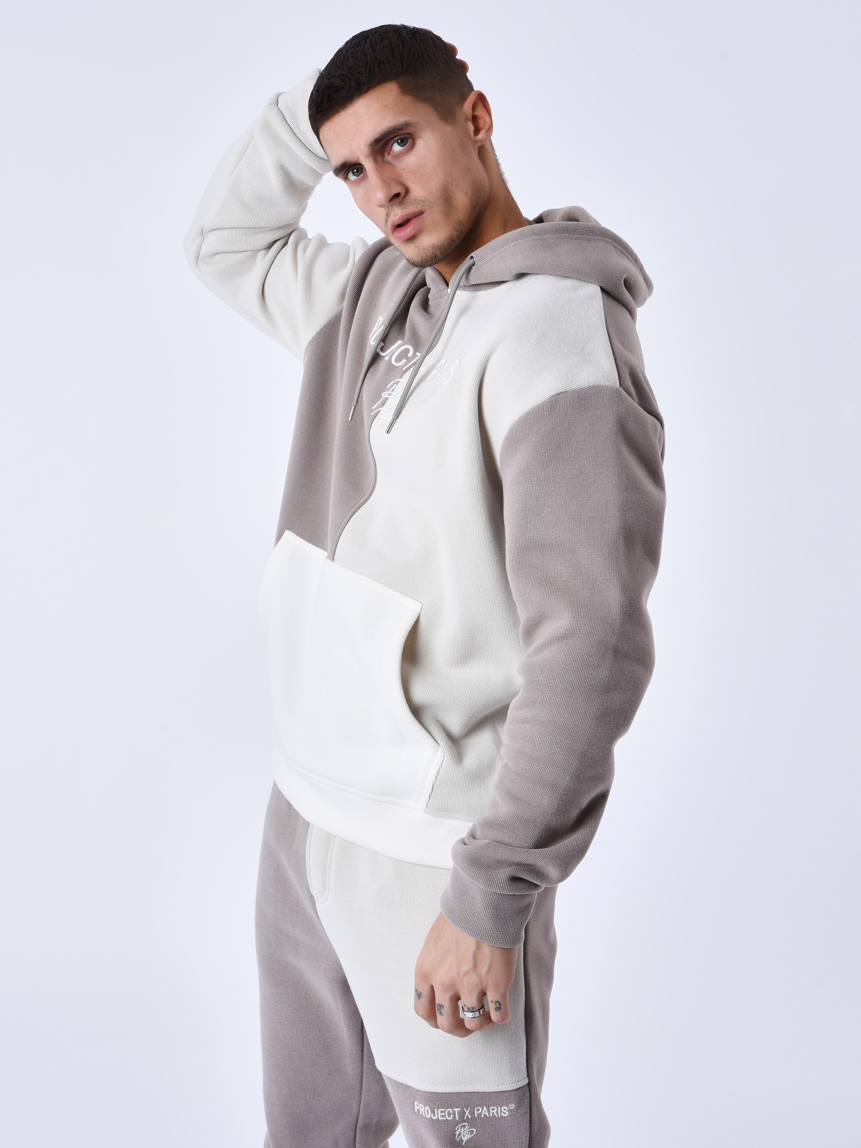 Tricolor Knit Hoodie-4