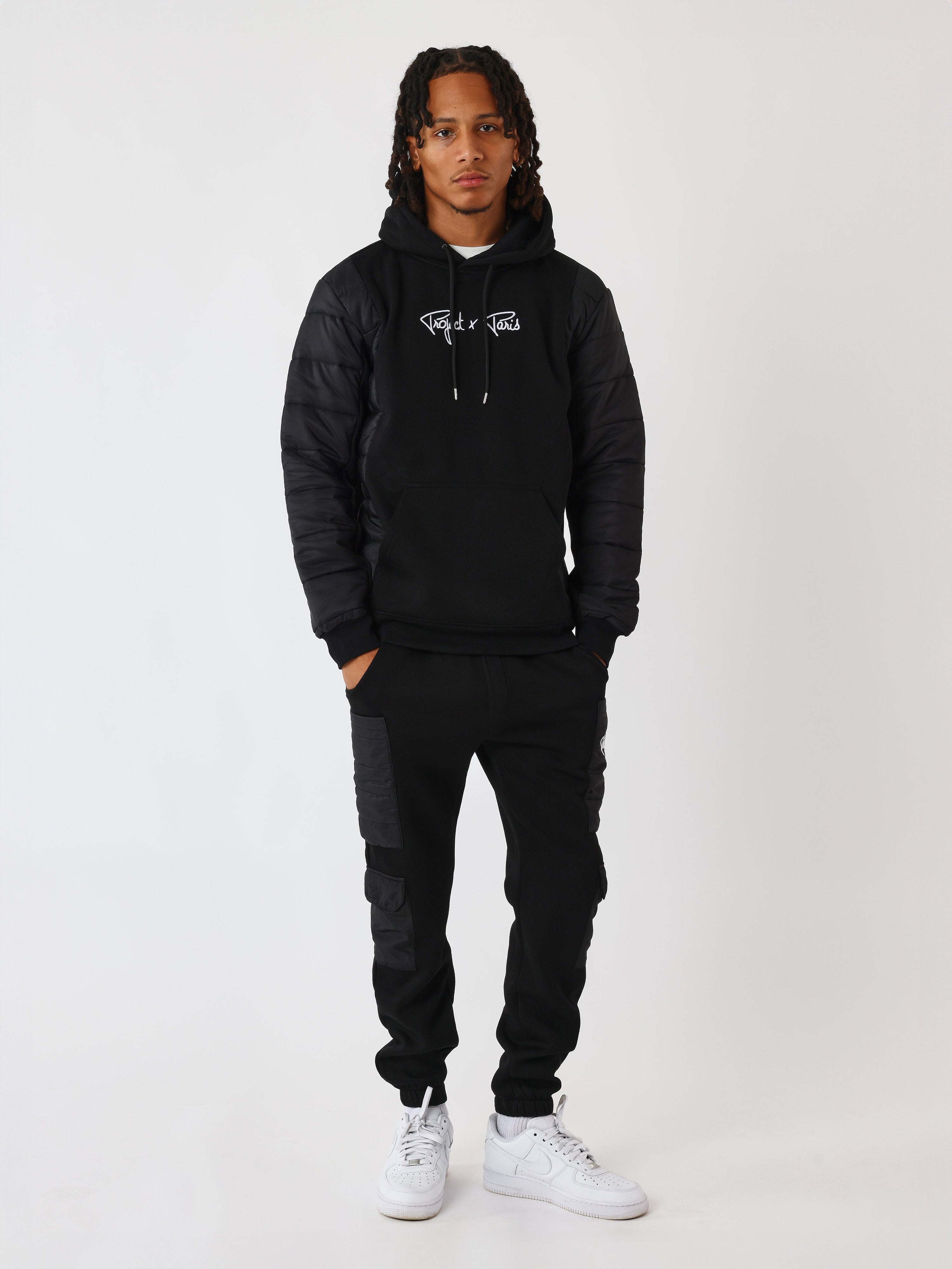 Hoodie met bimateriaal inzetstuk-3