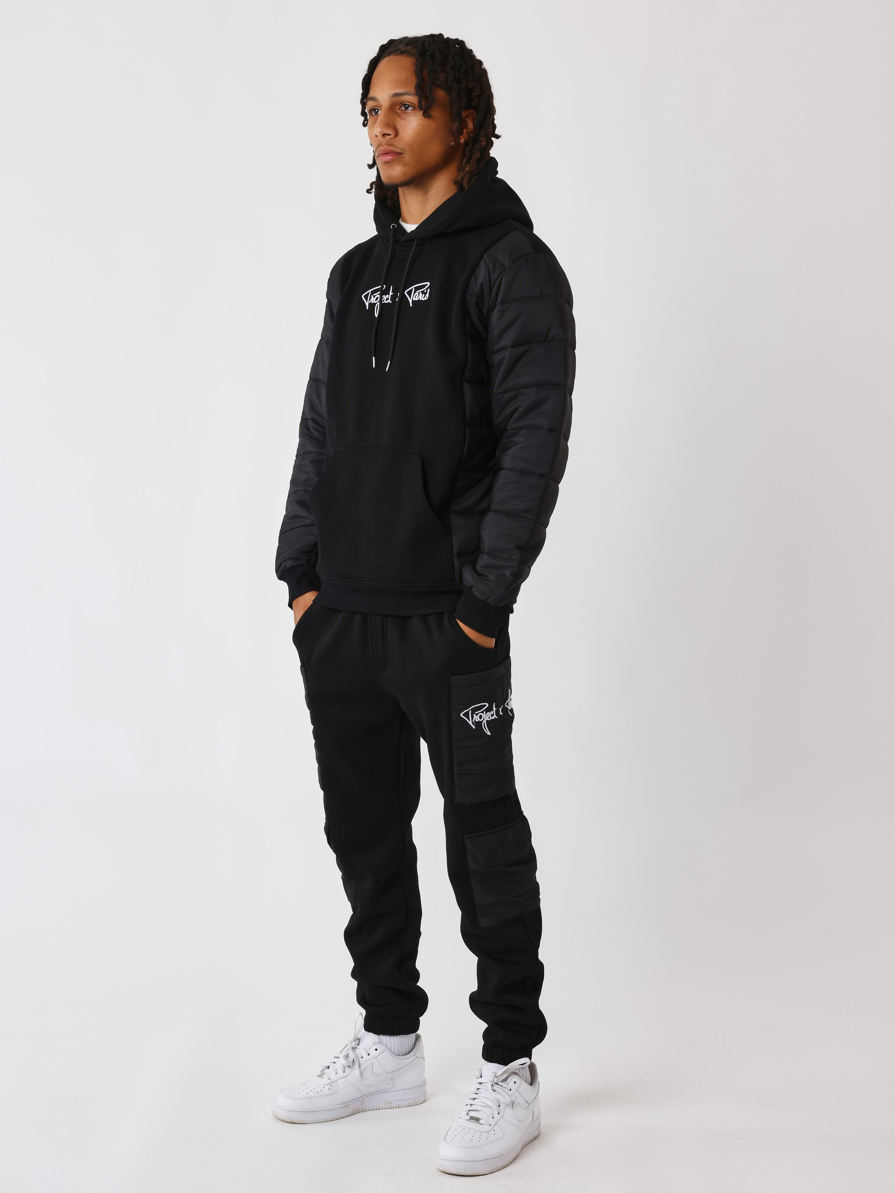 Hoodie met bimateriaal inzetstuk-5