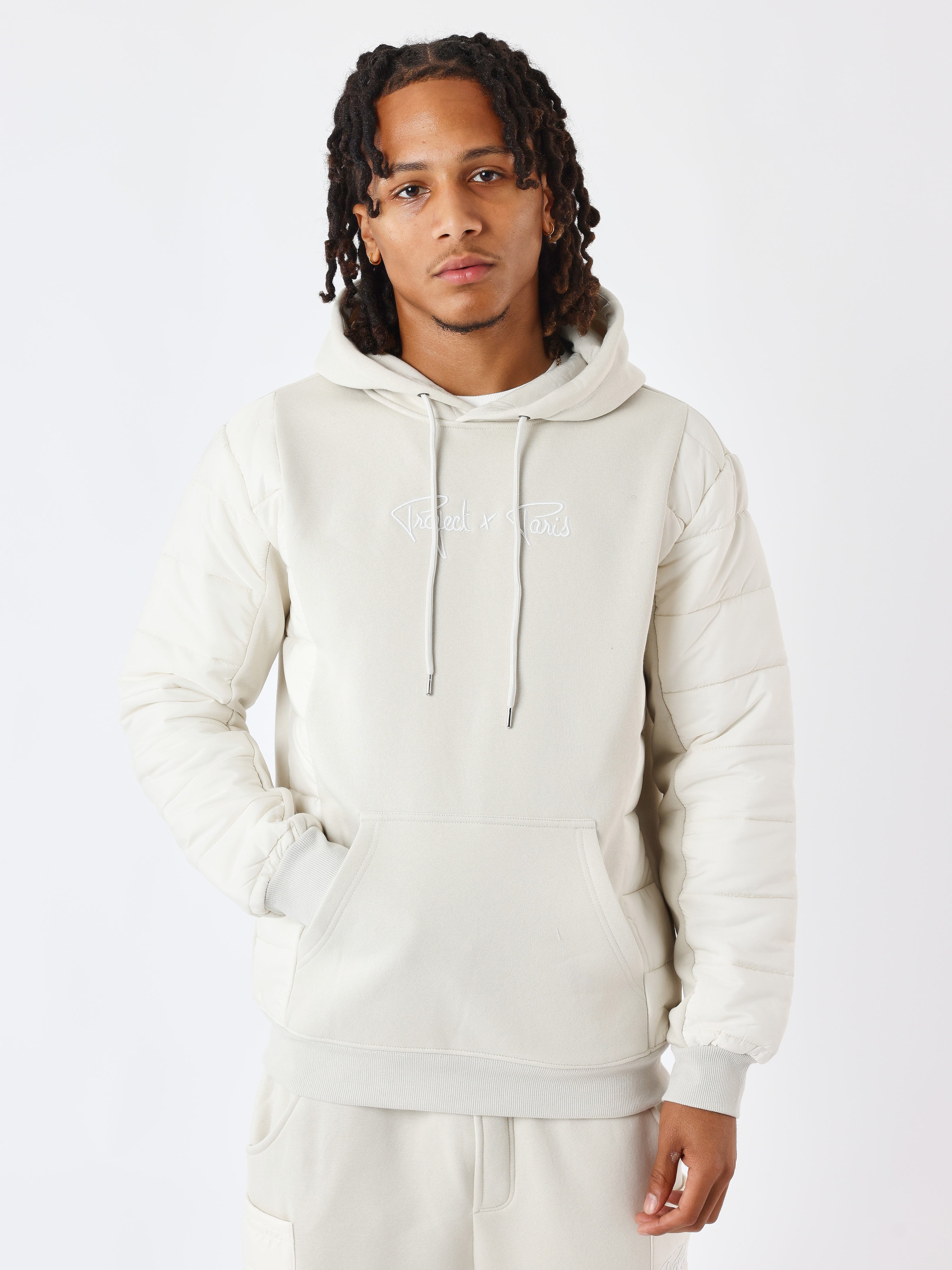 Hoodie with two-tone panel-1