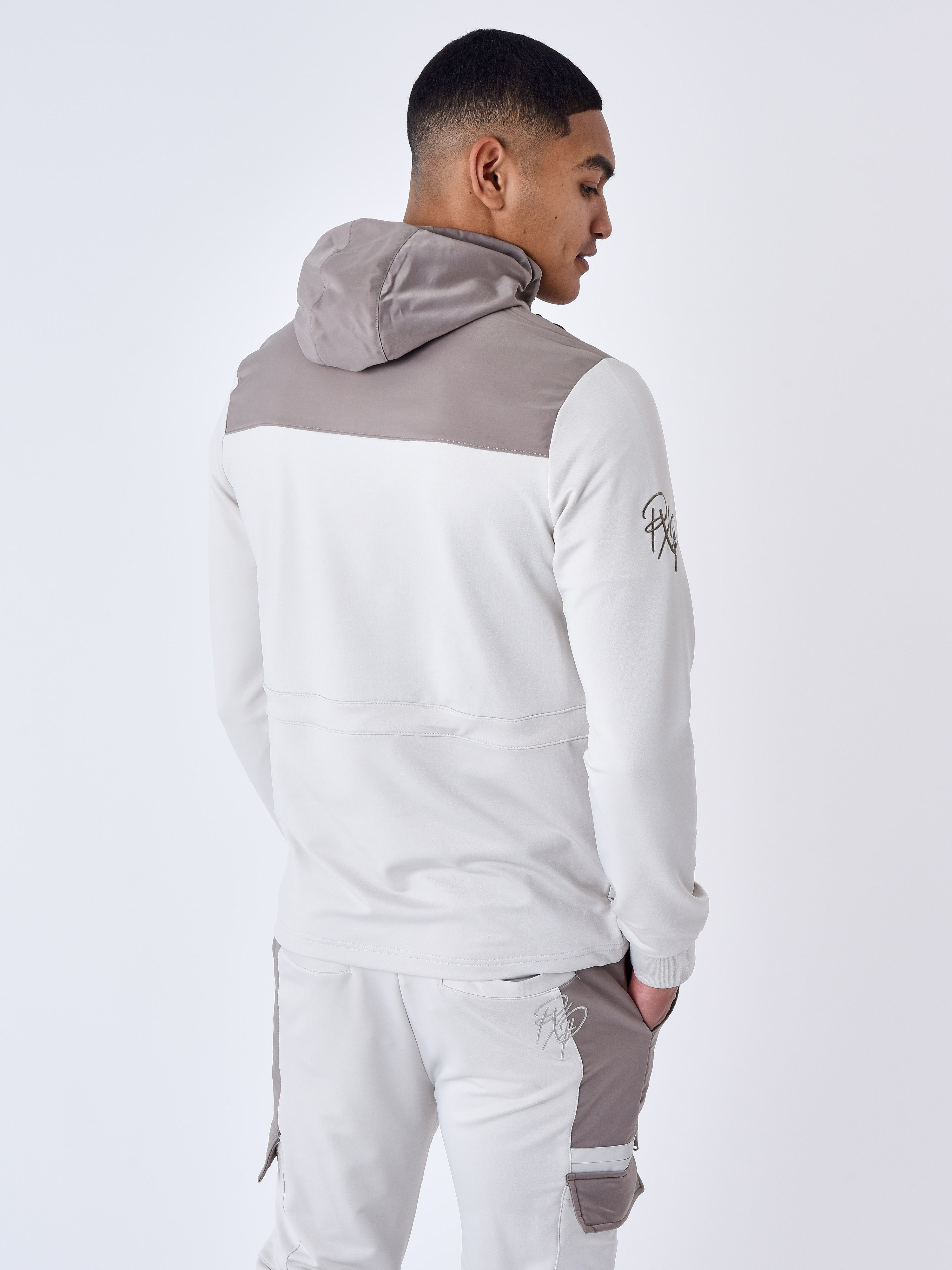 Sweatshirt mit Kapuze im zweifarbigen Windbreaker-Stil-6