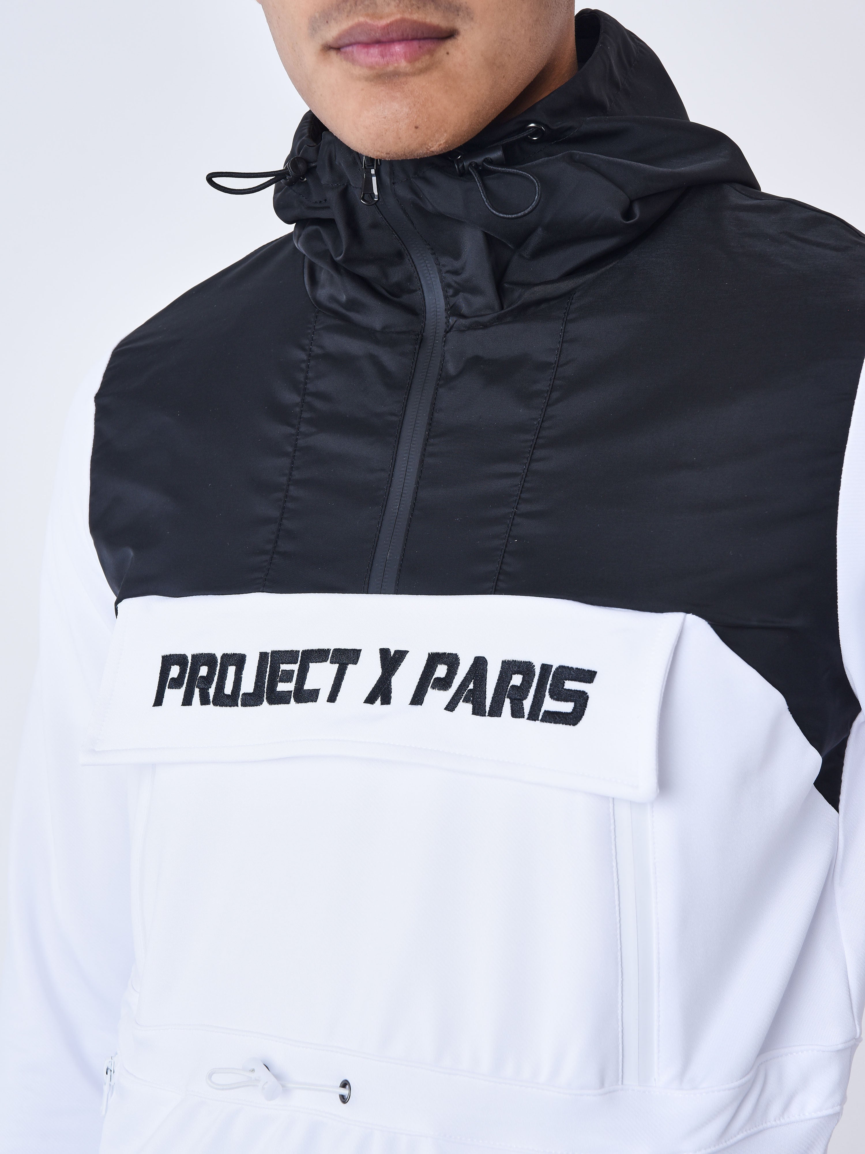 Sweat à Capuche style coupe vent bicolore-5
