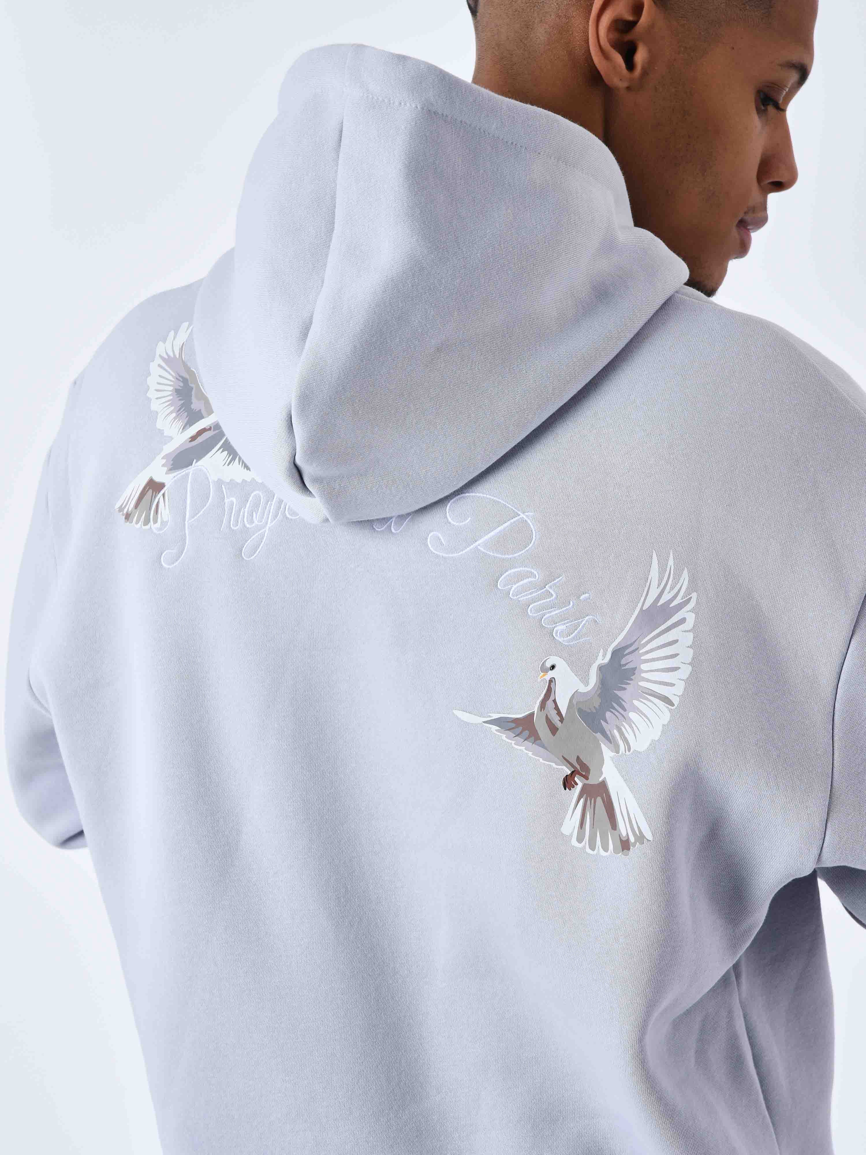 Hoodie with dove pattern-3