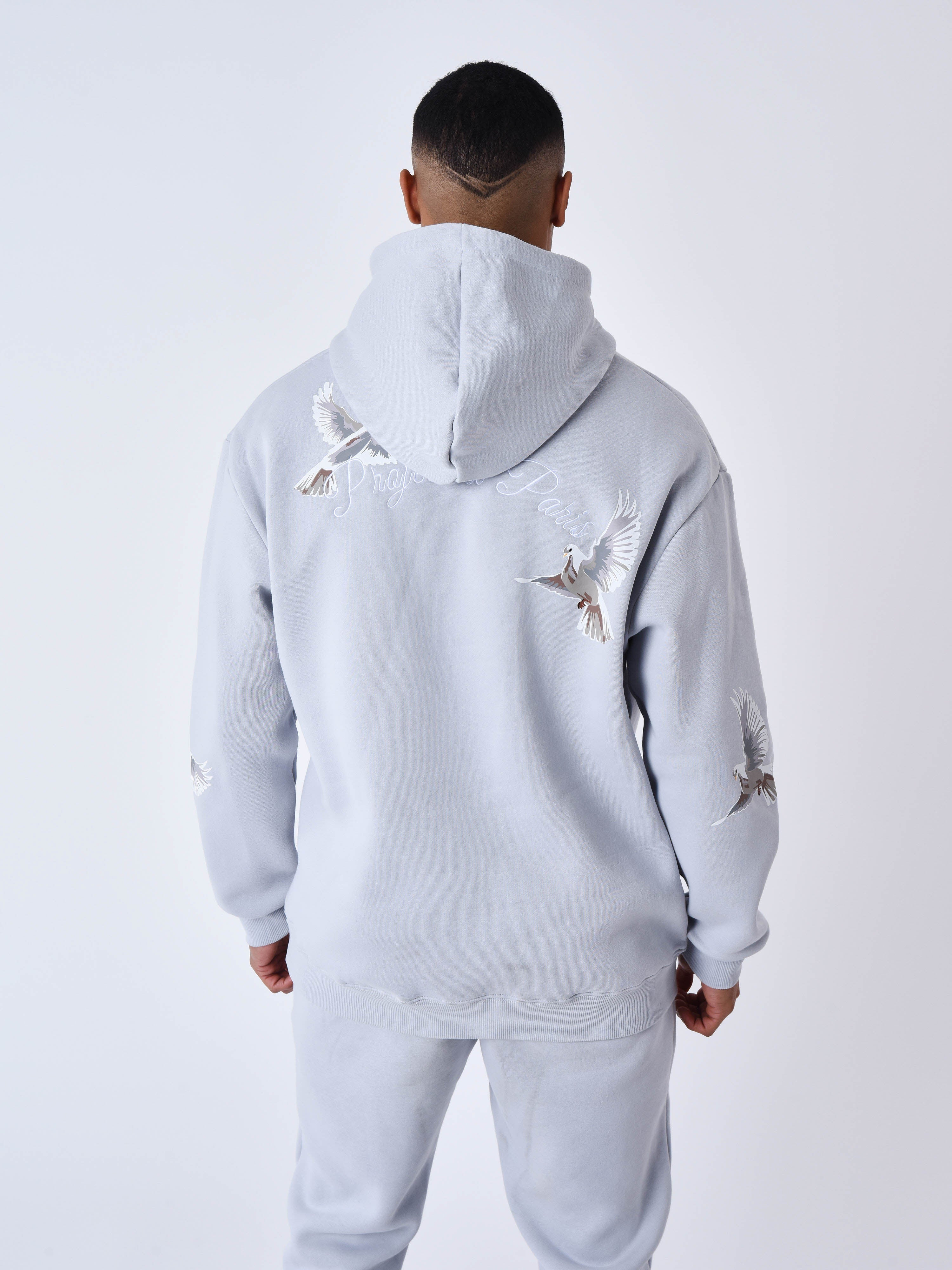 Hoodie with dove pattern-2