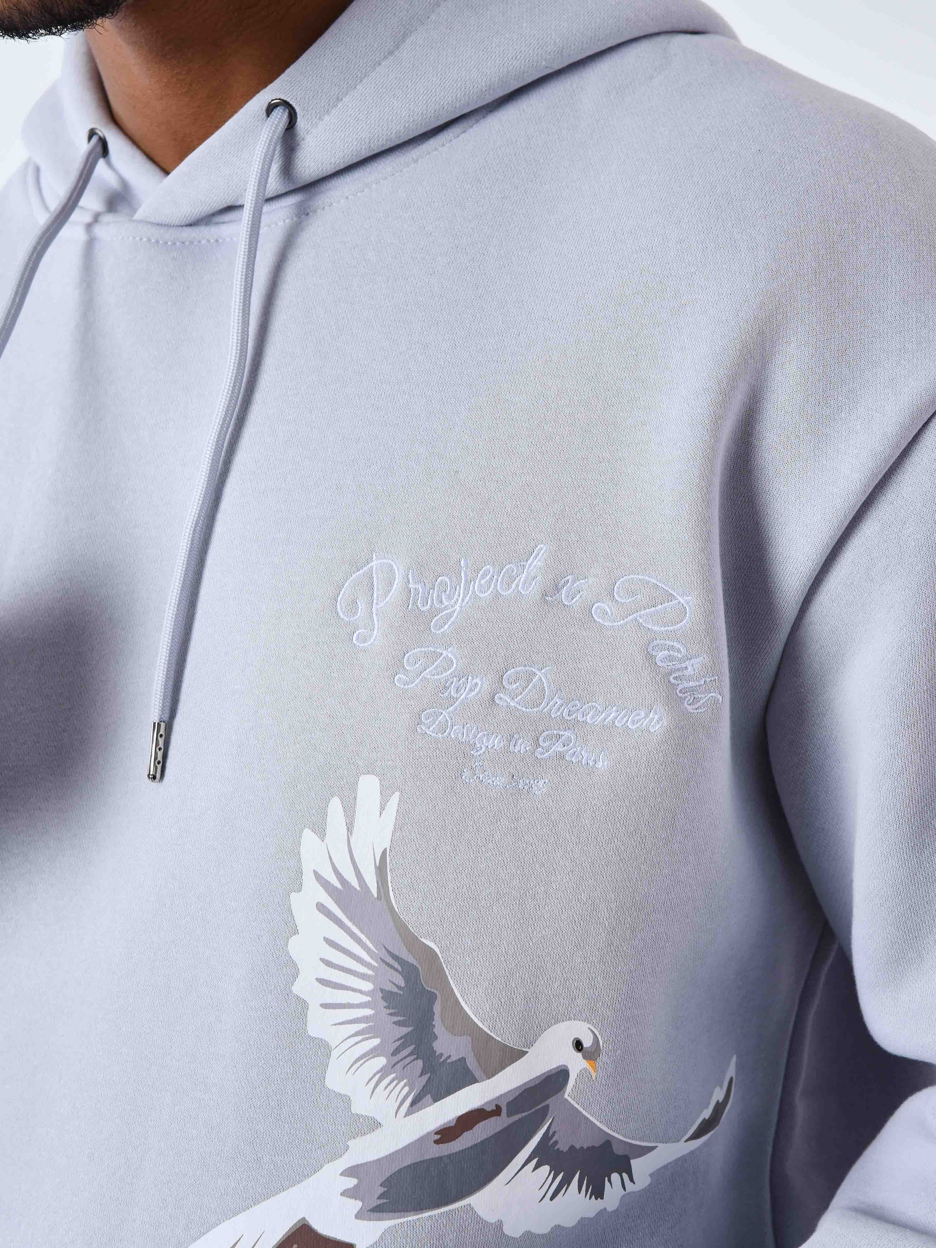 Hoodie with dove pattern-4